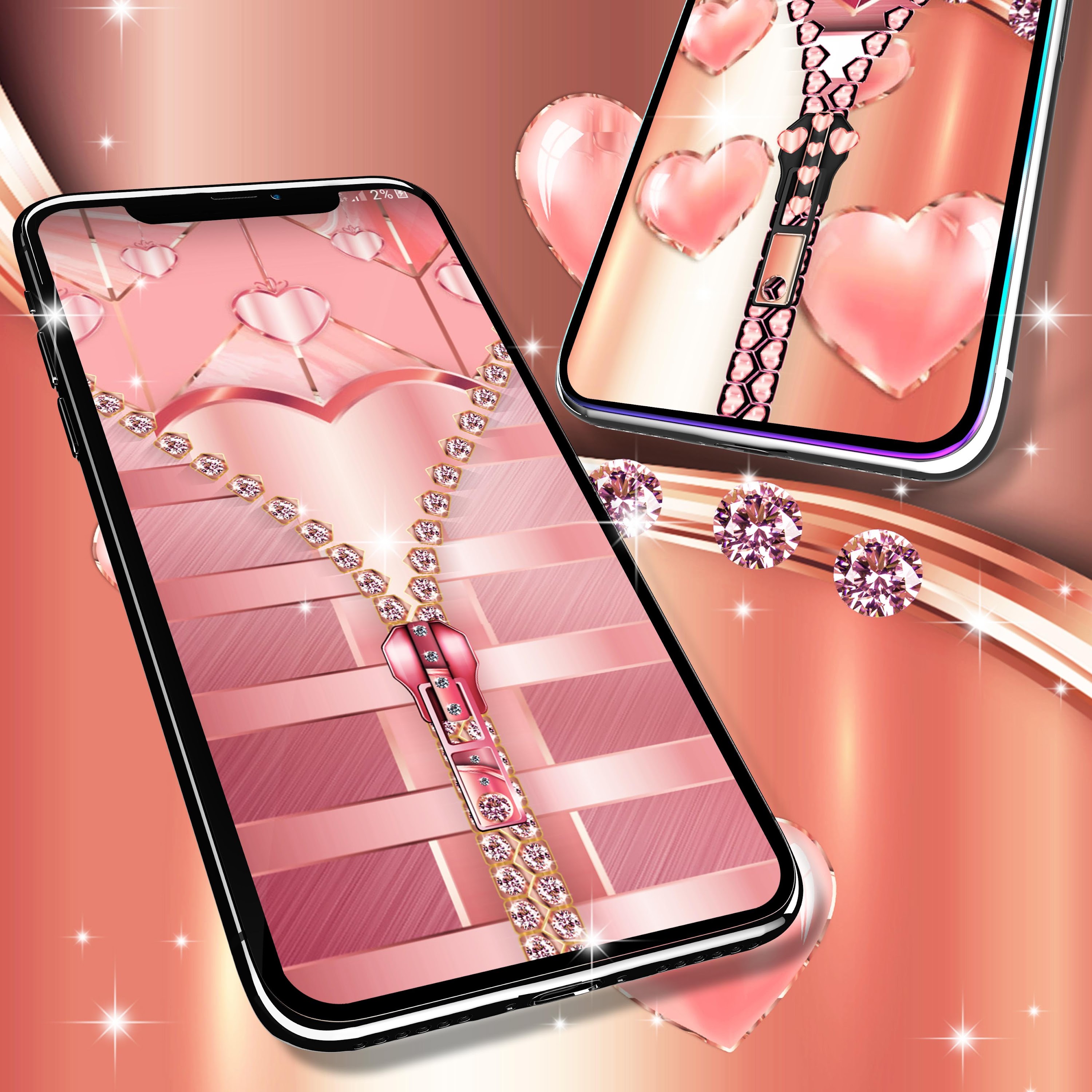 اسکرین شات 4 برنامه Rose gold lock screen zipper