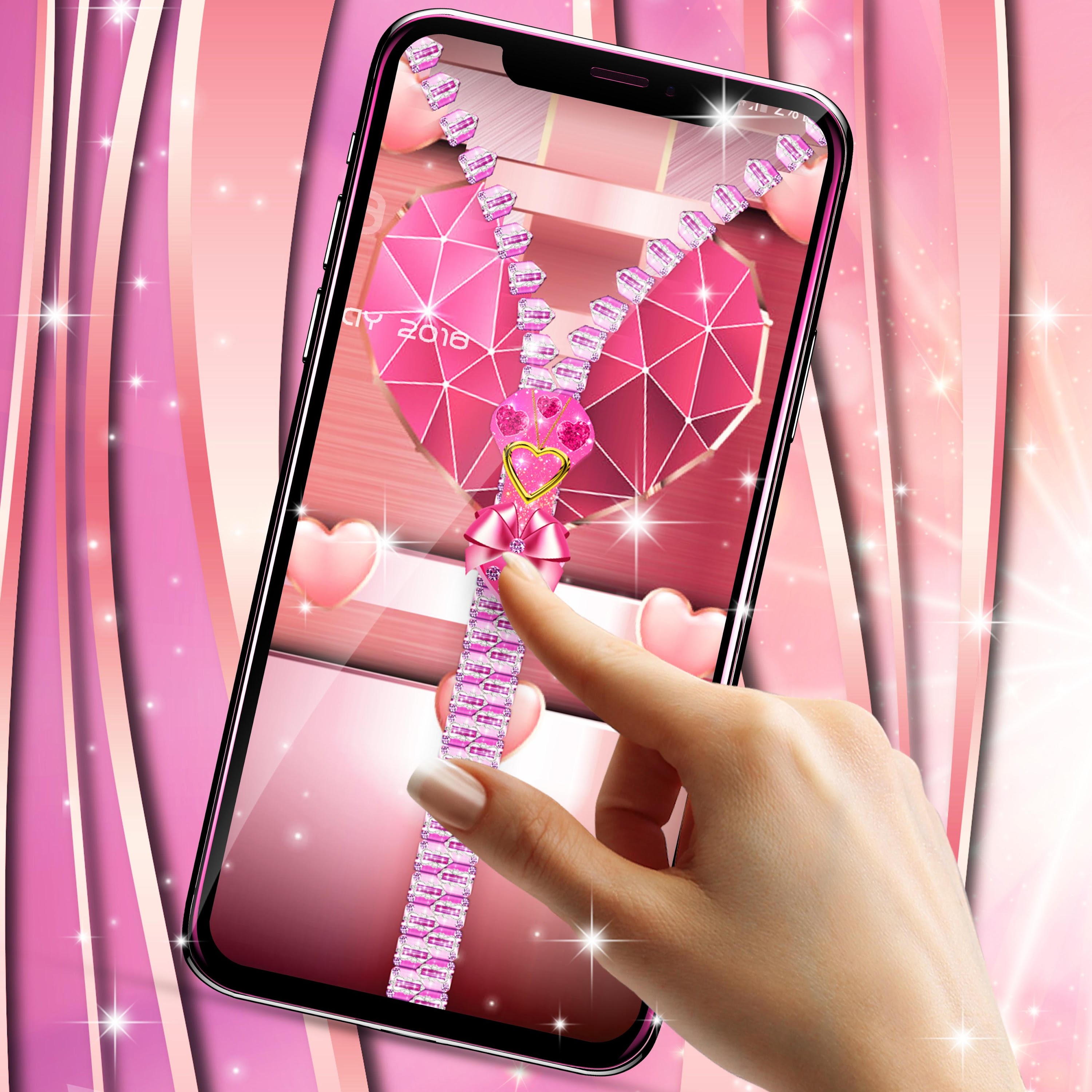 اسکرین شات 3 برنامه Rose gold lock screen zipper