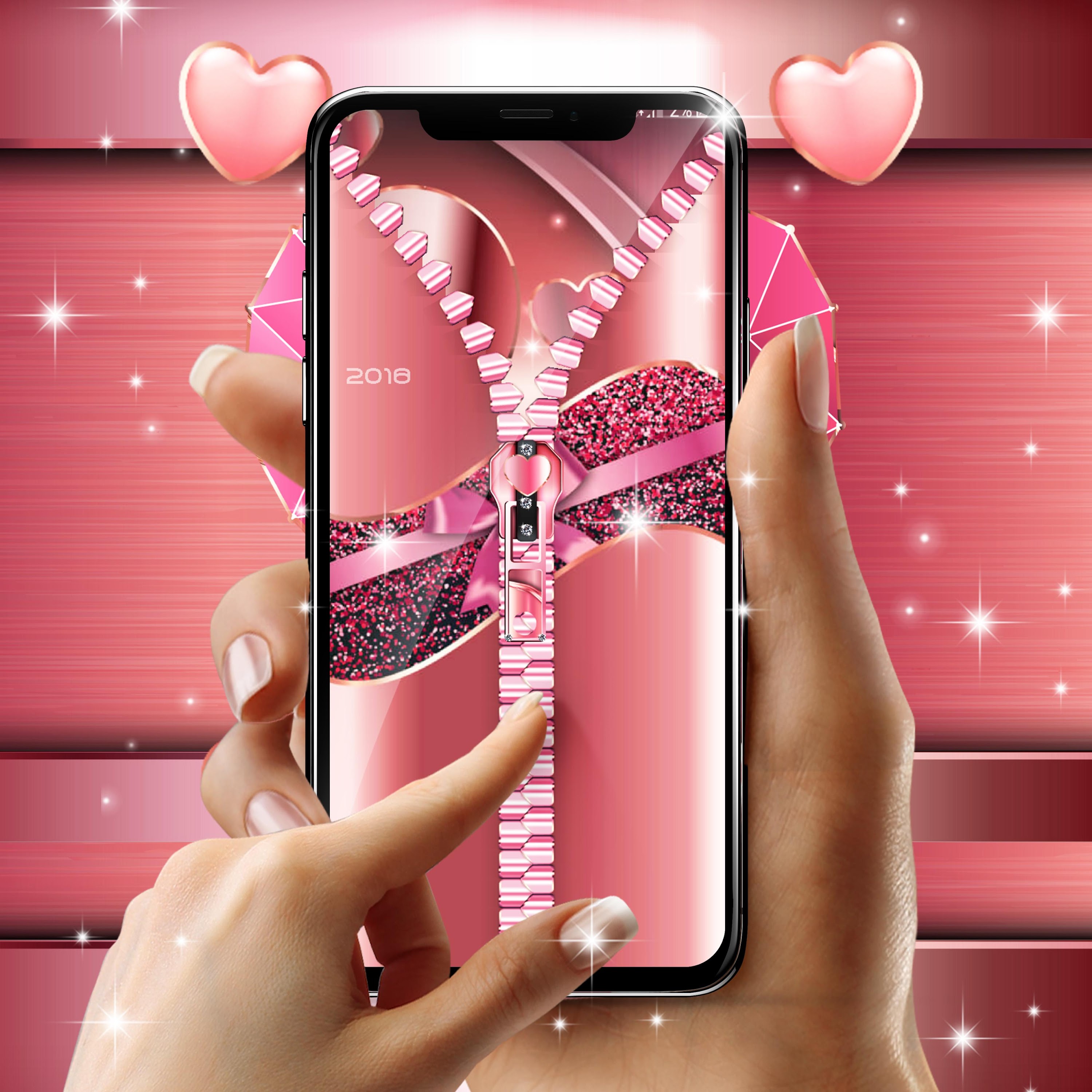 اسکرین شات 5 برنامه Rose gold lock screen zipper