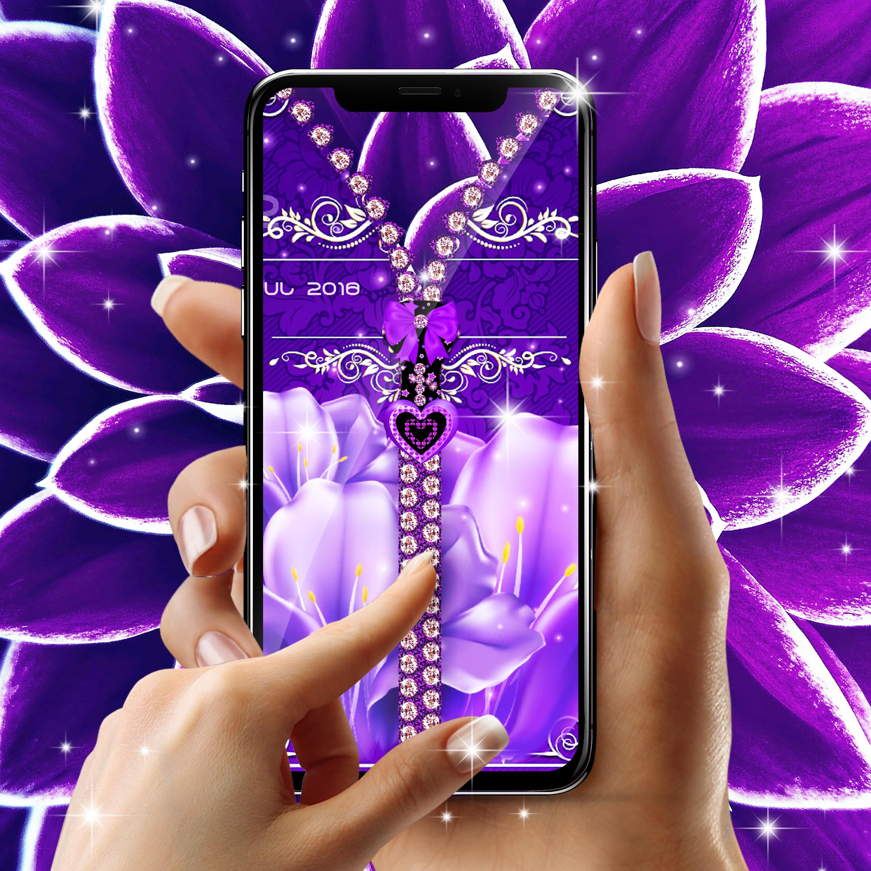 اسکرین شات 2 برنامه Violet zipper lock screen