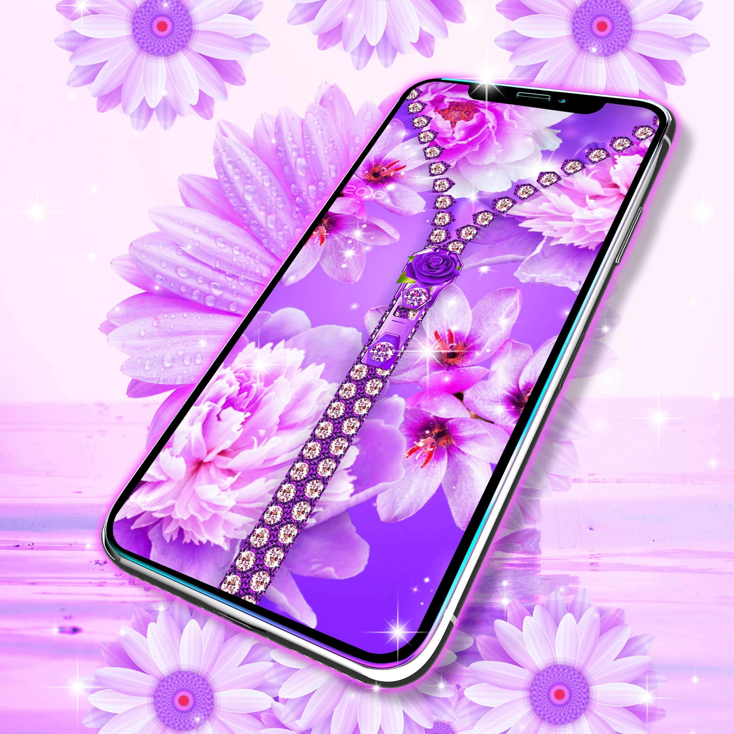اسکرین شات 4 برنامه Violet zipper lock screen
