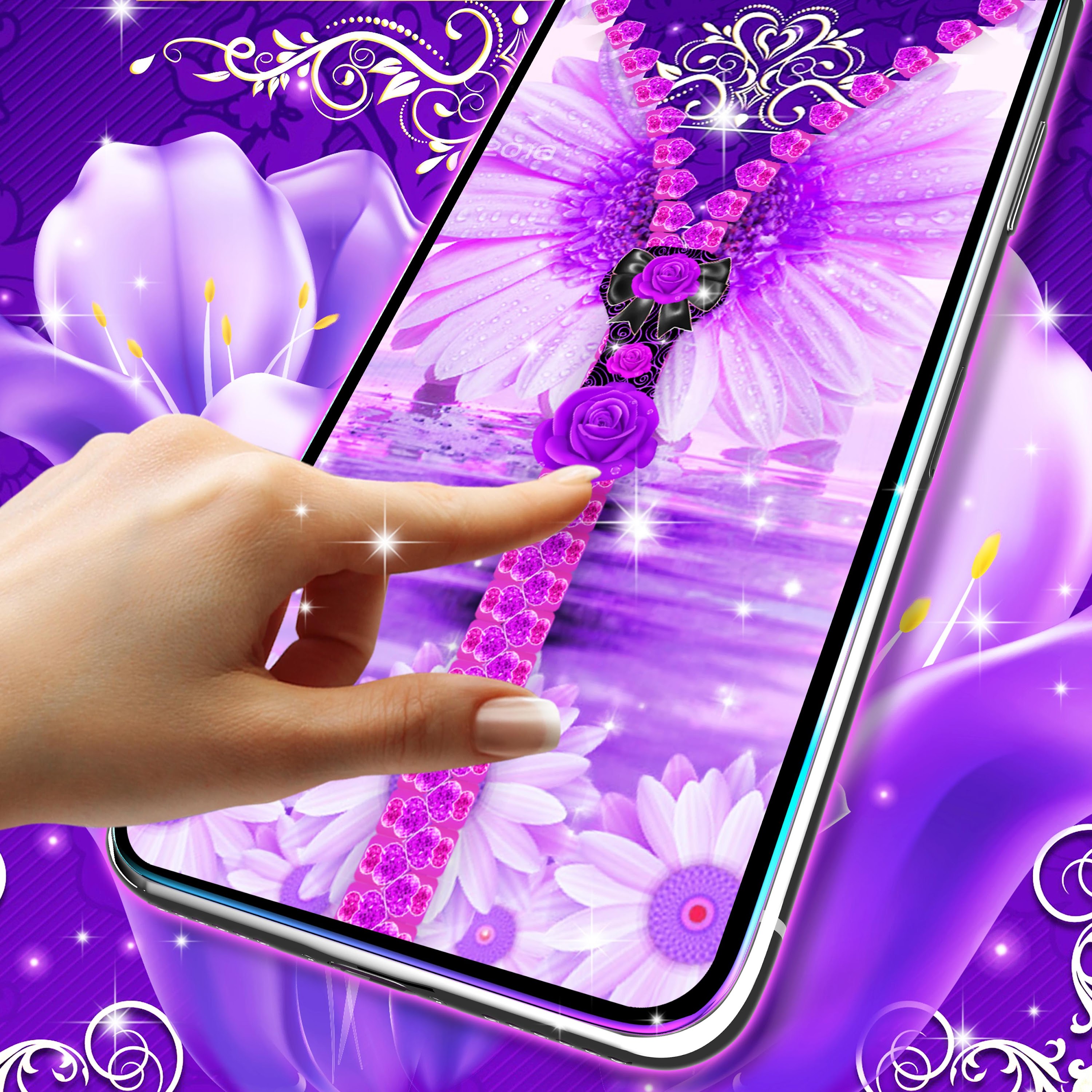اسکرین شات 5 برنامه Violet zipper lock screen