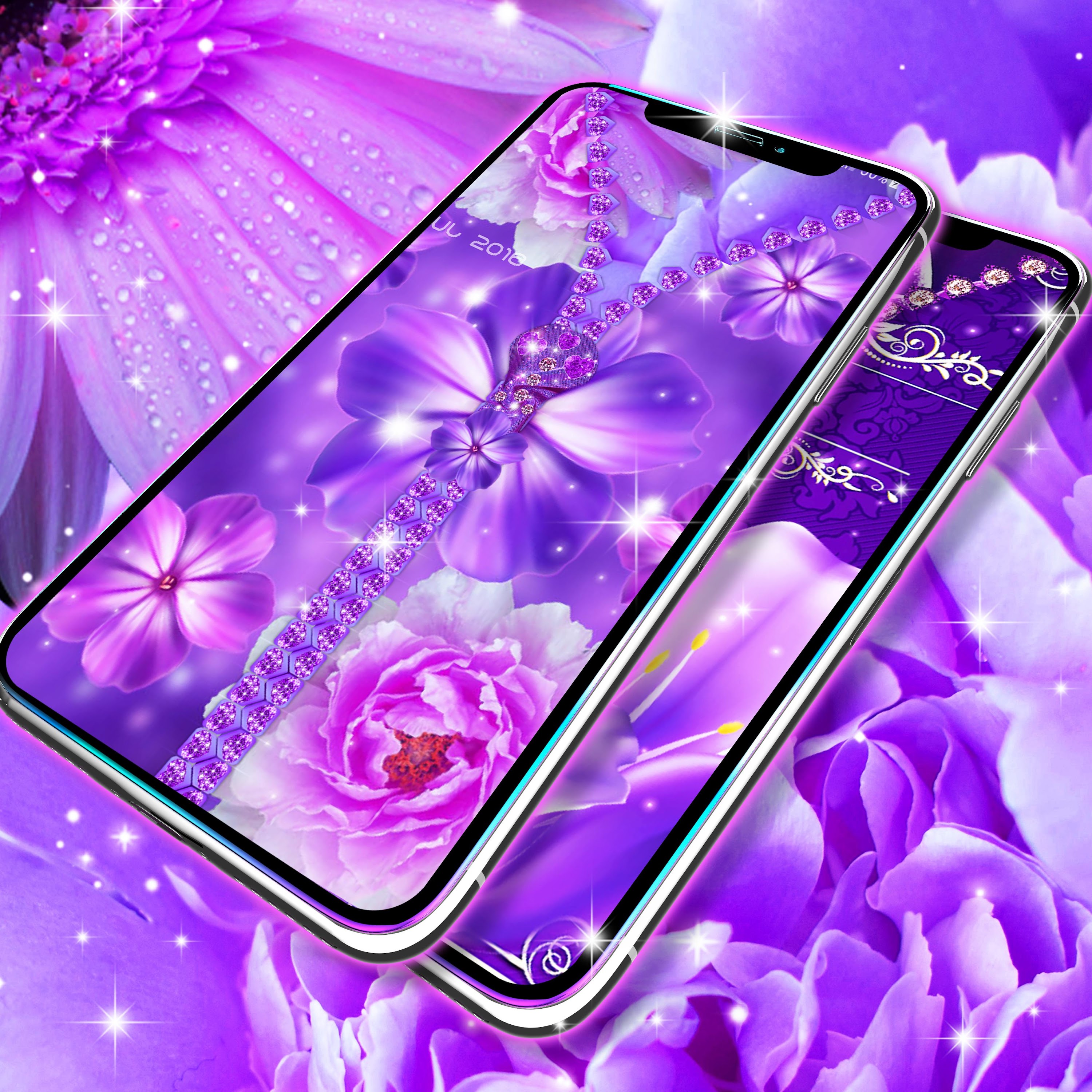 اسکرین شات 1 برنامه Violet zipper lock screen