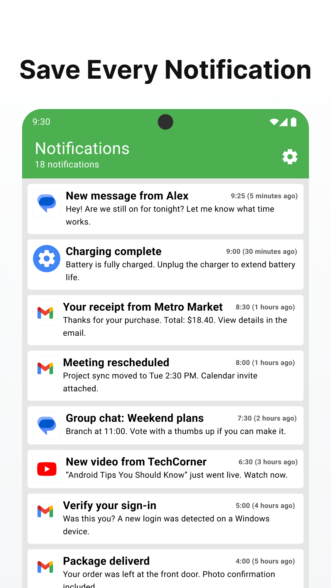اسکرین شات 1 برنامه Notification History - Norg