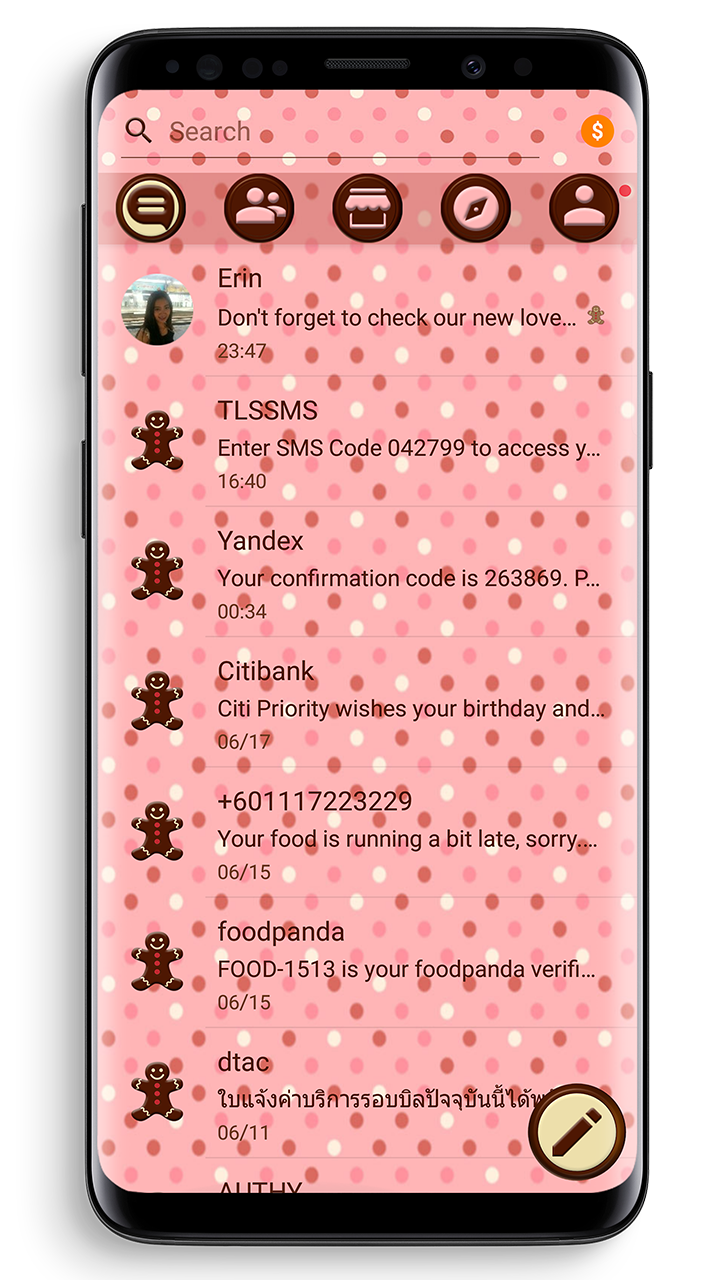اسکرین شات 2 برنامه SMS Theme Love Chocolate pink