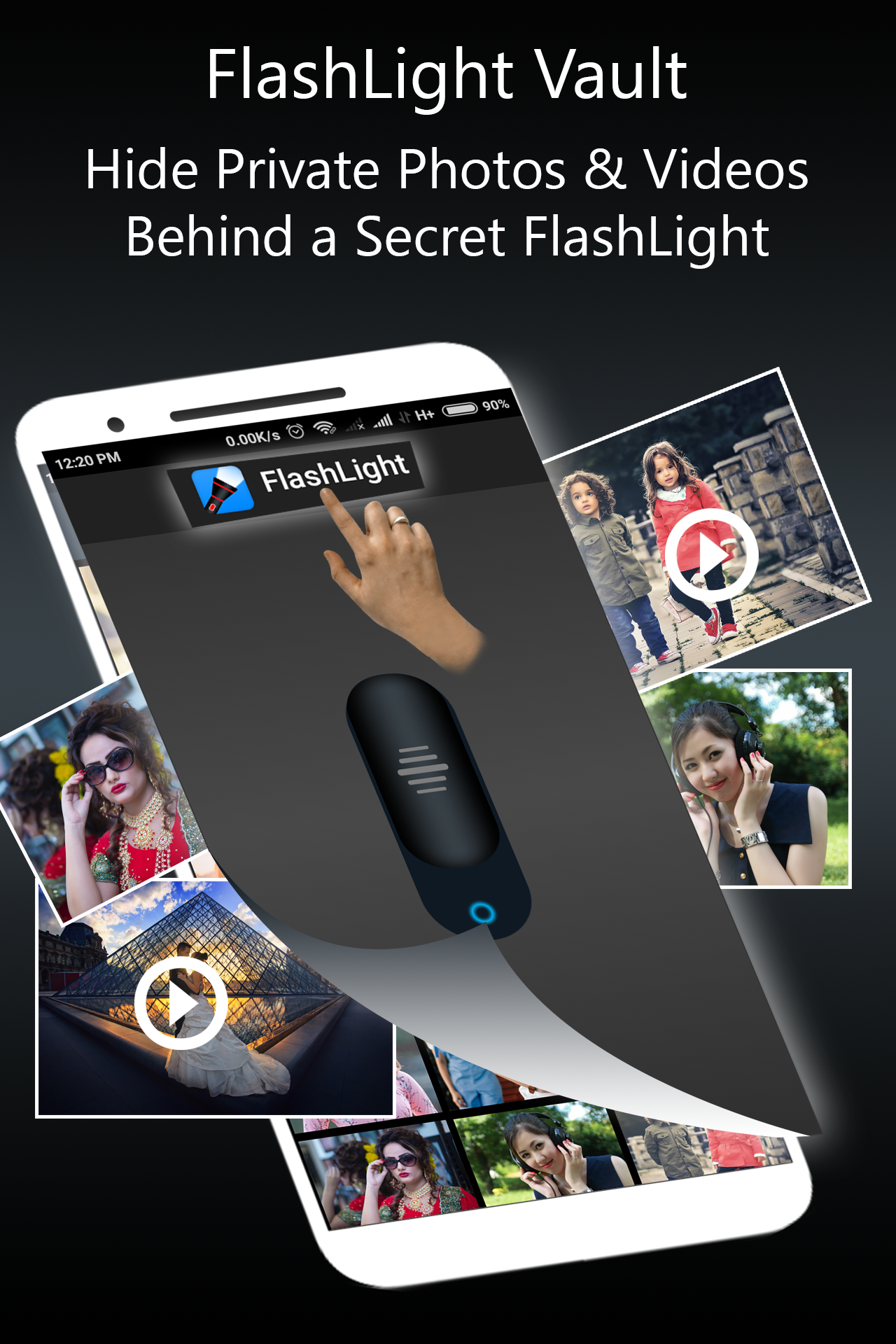 اسکرین شات 2 برنامه Flashlight Locker: photo vault