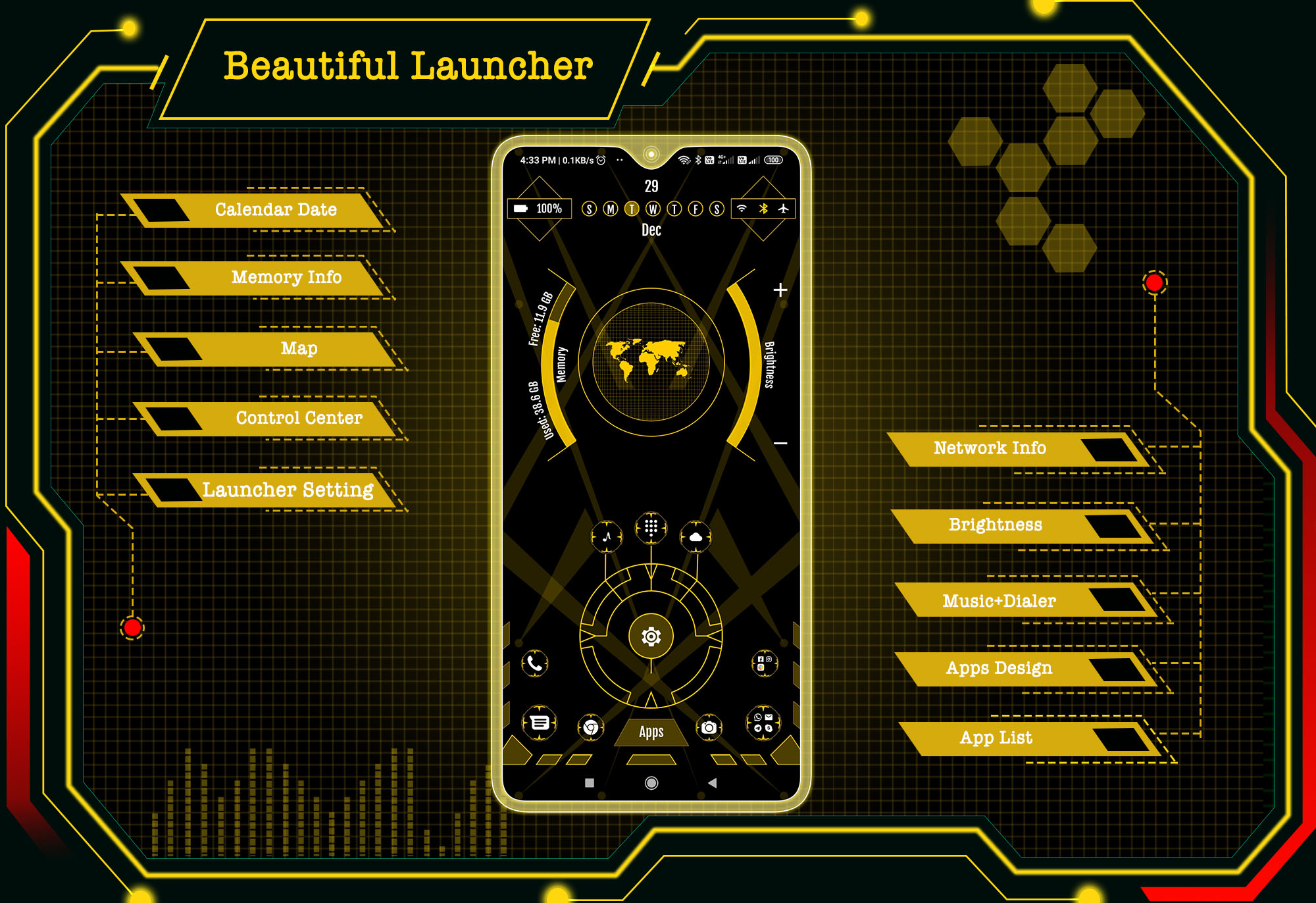 اسکرین شات 1 برنامه Beautiful Launcher - App lock
