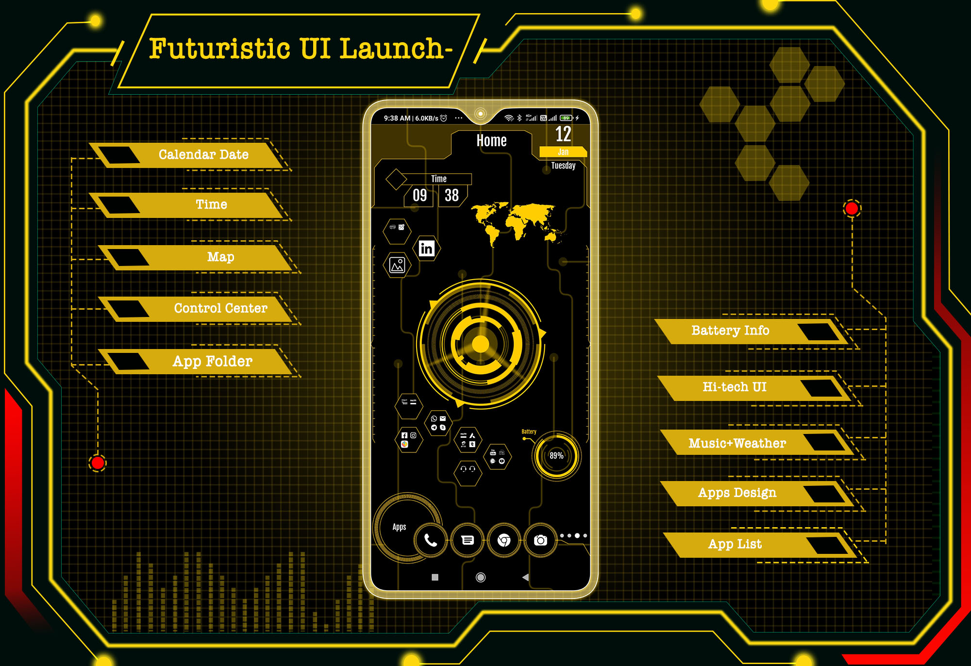اسکرین شات 1 برنامه Futuristic UI Launcher