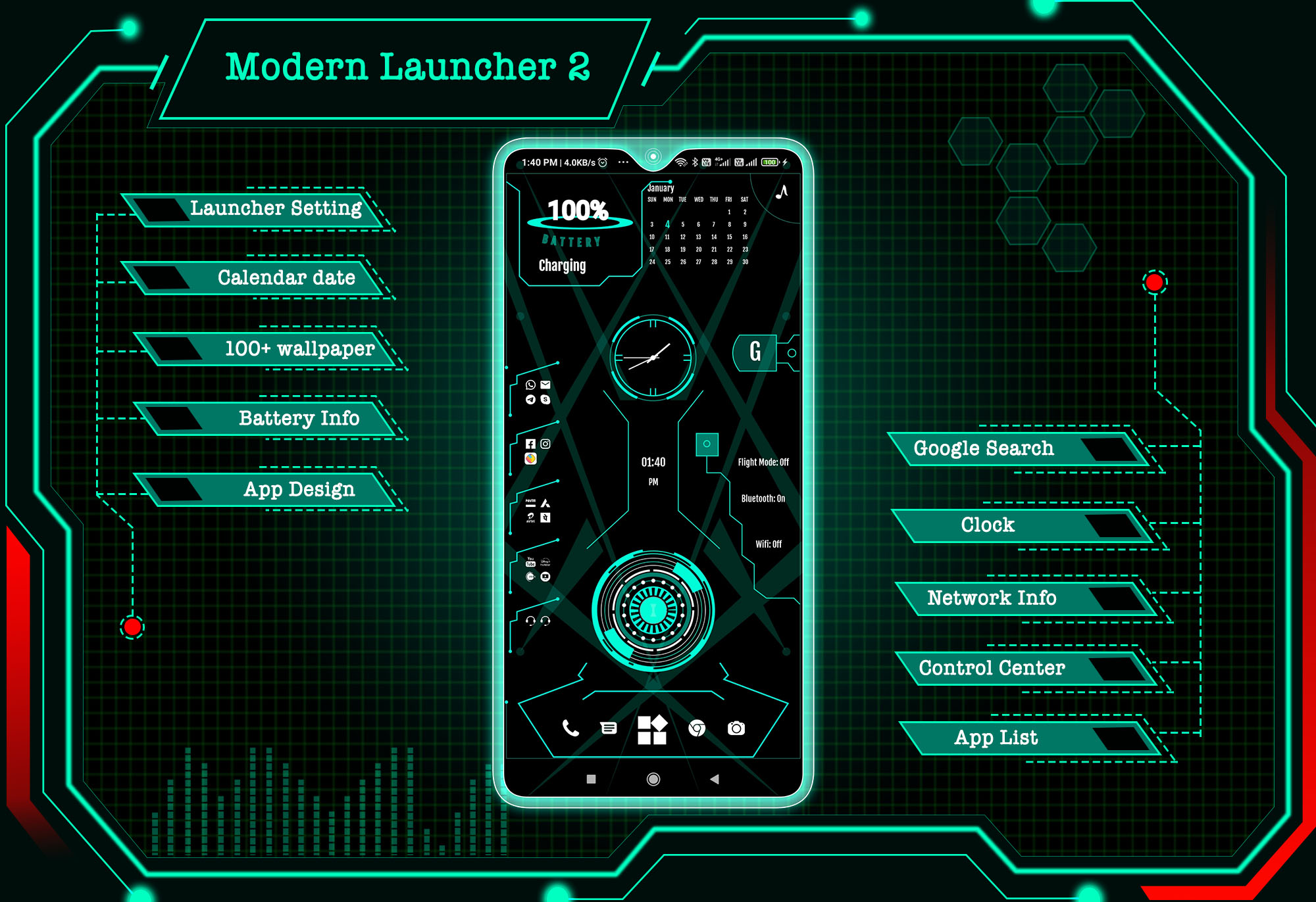 اسکرین شات 1 برنامه Modern Launcher 2 - AppLock