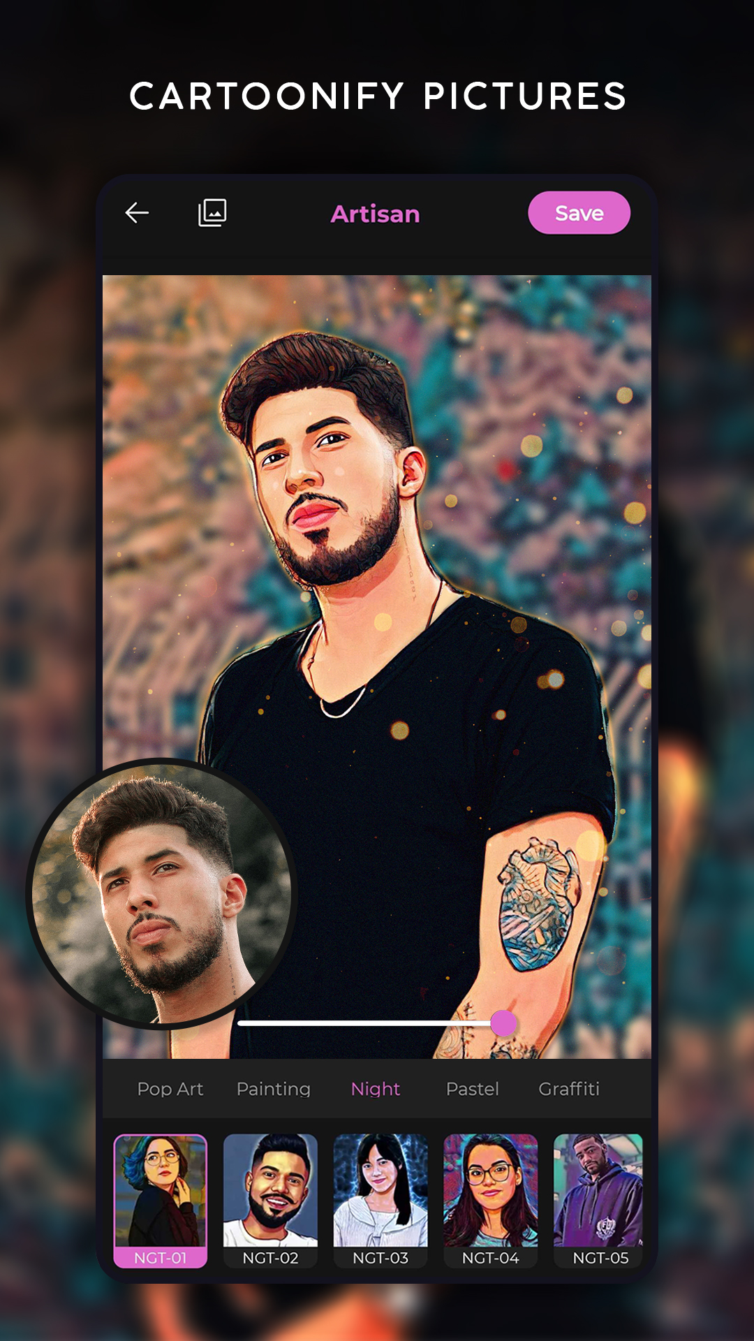 اسکرین شات 3 برنامه Artisan: Cartoon Photo Editor