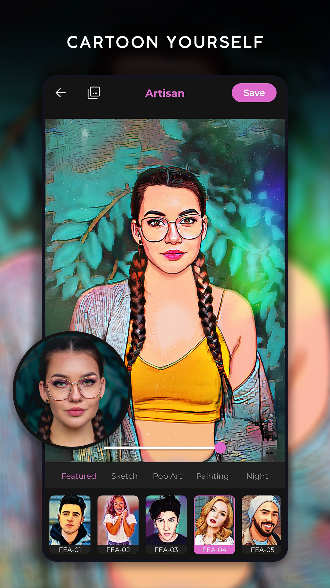 اسکرین شات 5 برنامه Artisan: Cartoon Photo Editor