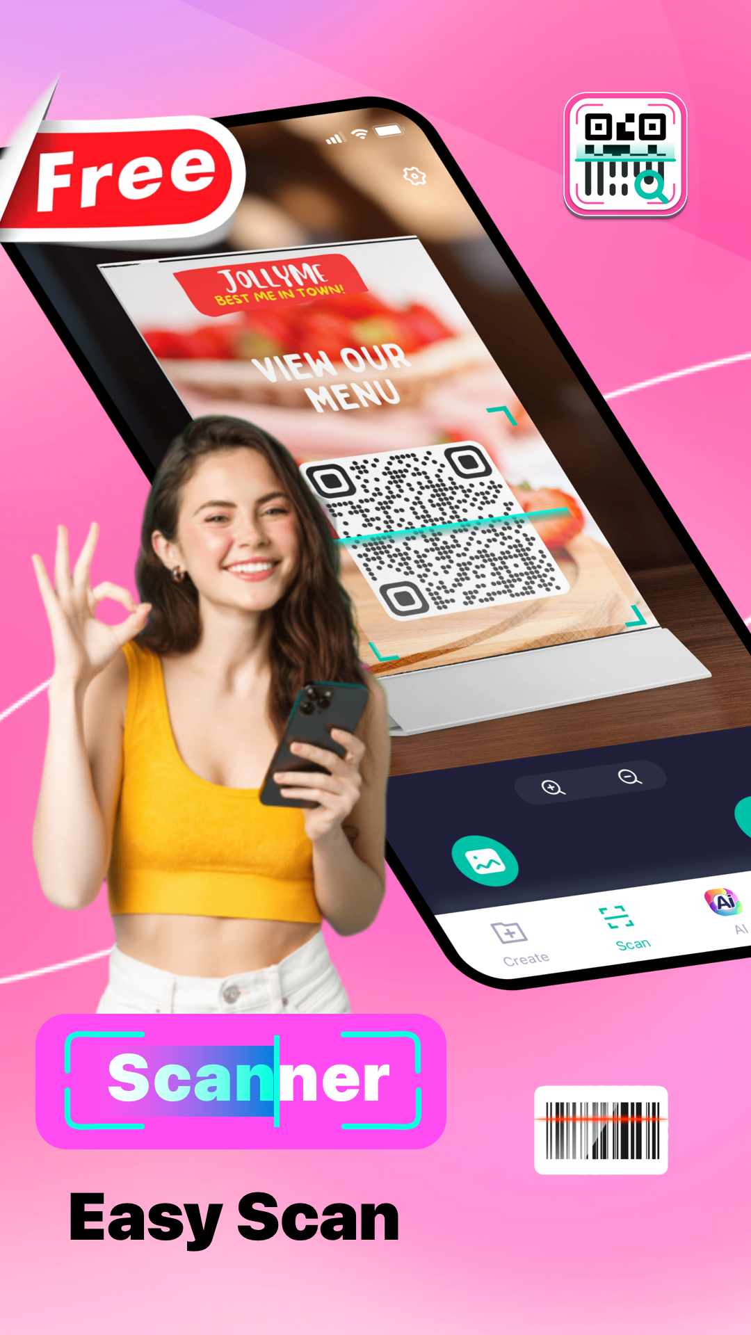 اسکرین شات 1 برنامه Easy QR Scanner - AI QR Create