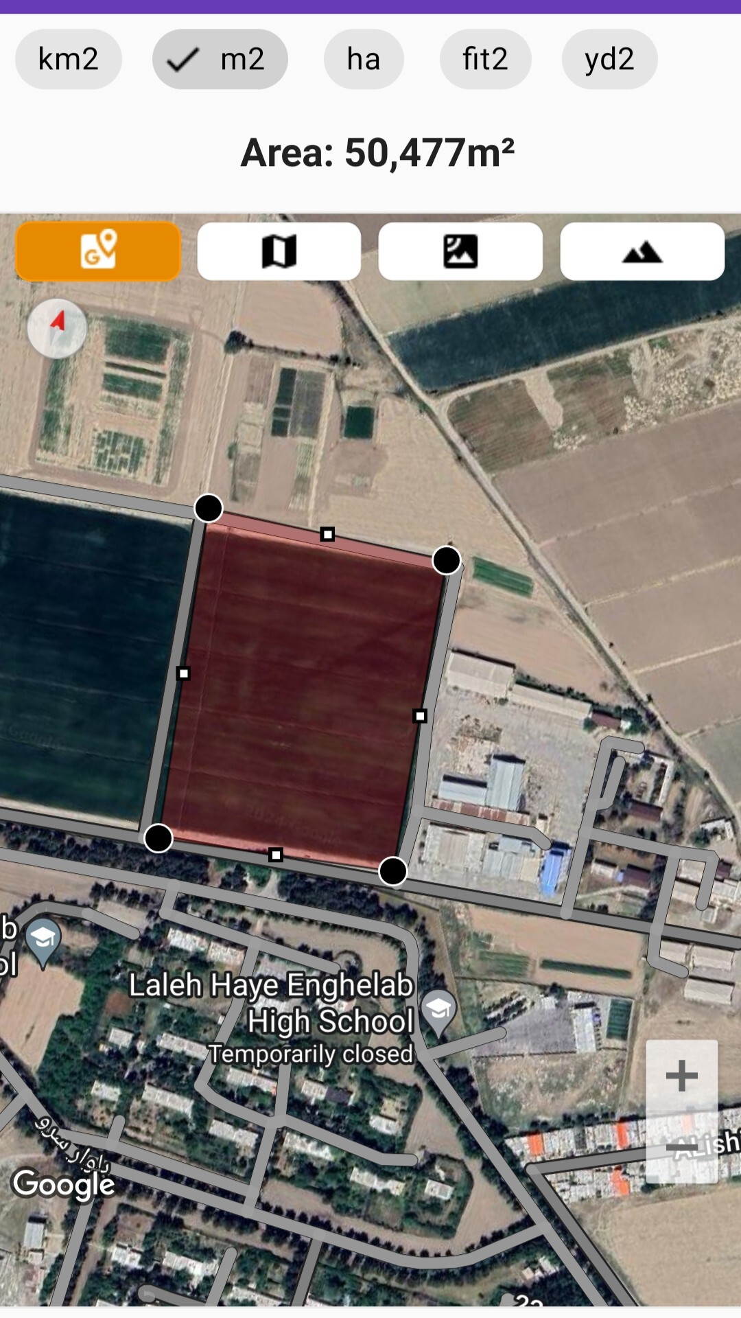 اسکرین شات 1 برنامه مساحت سنج دقیق (جی پی اس زمین)