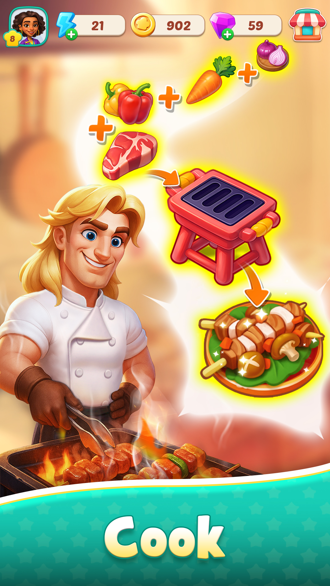 اسکرین شات 3 بازی Foodstars: Merge & Cook