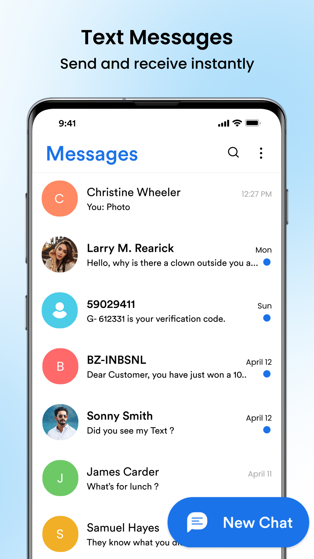 اسکرین شات 1 برنامه Messages: SMS Message Text App