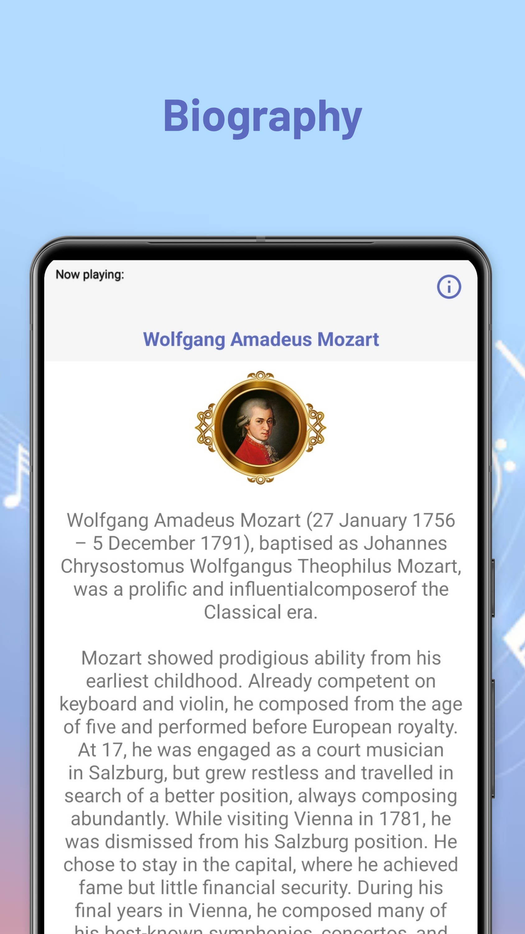 اسکرین شات 3 برنامه Wolfgang Amadeus Mozart Music