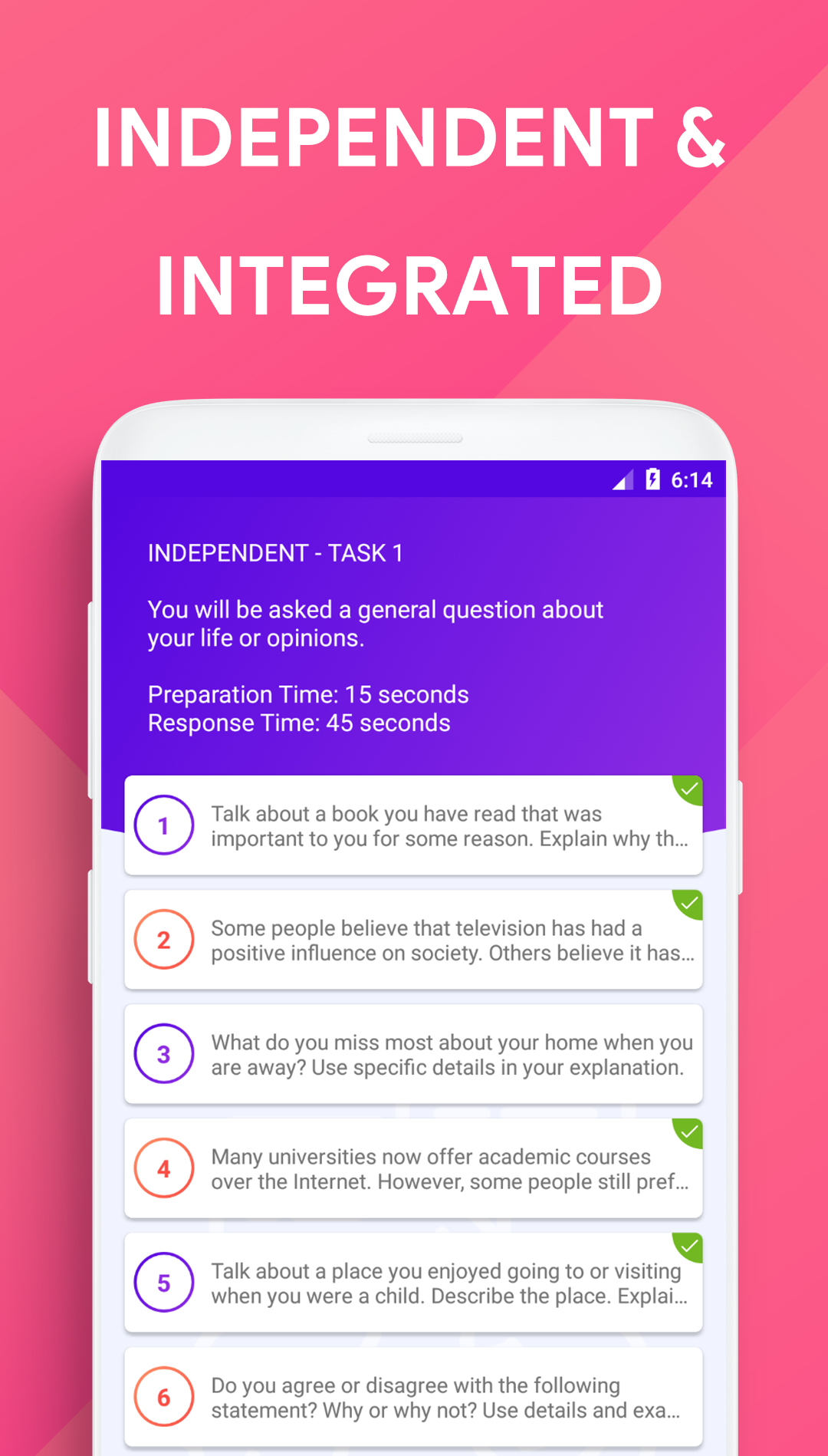 اسکرین شات 2 برنامه Speaking: TOEFL® Speaking