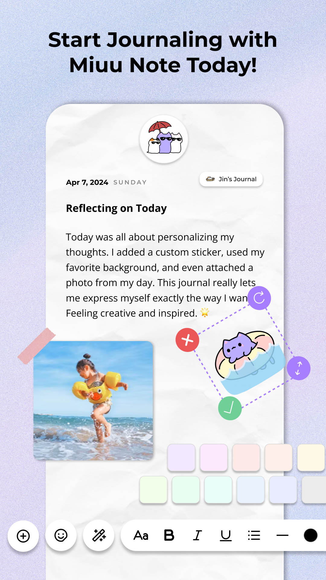 اسکرین شات 1 برنامه Miuu Note: Cute Diary Journal