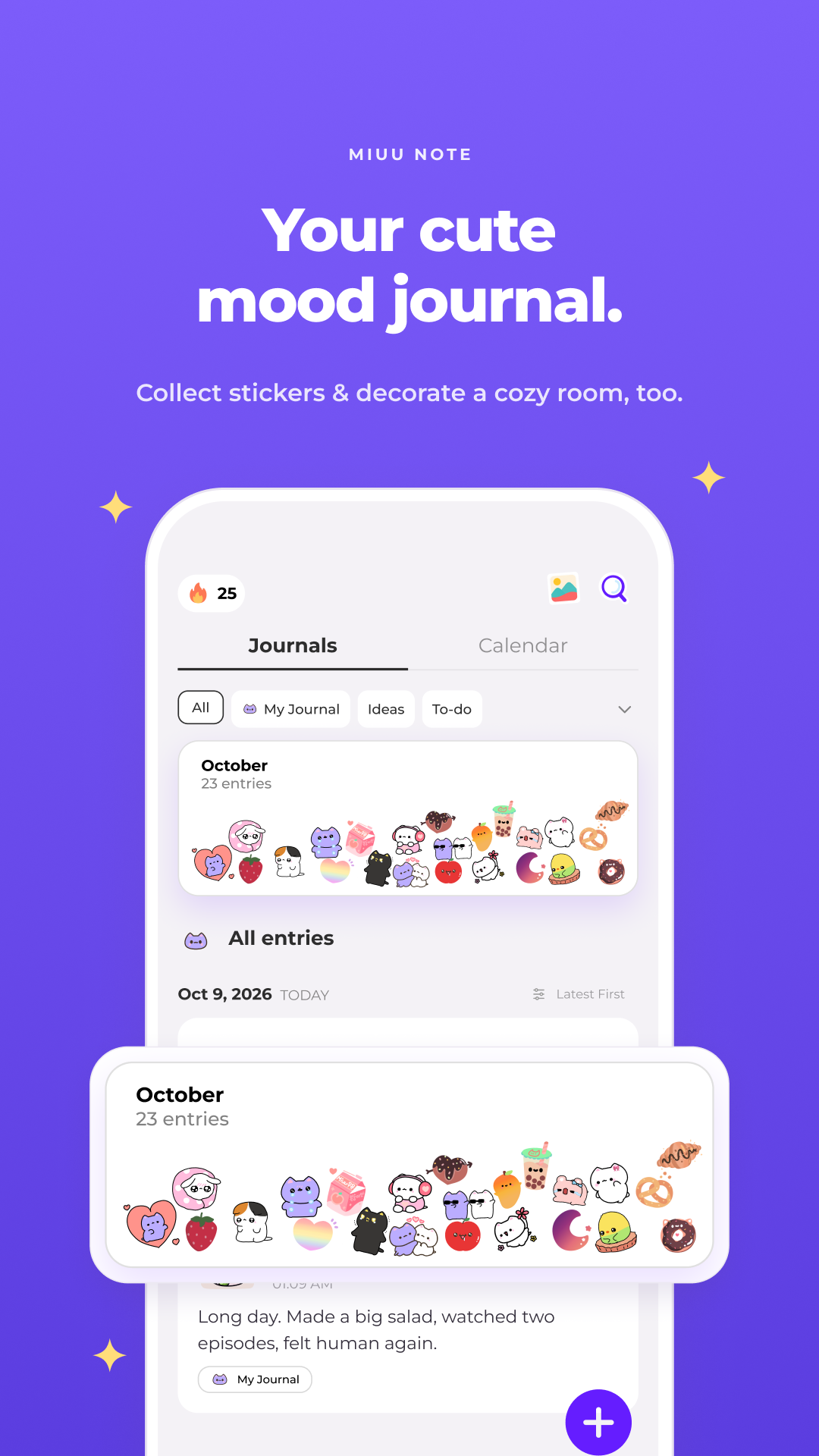 اسکرین شات 1 برنامه Miuu Note: Cute Diary Journal