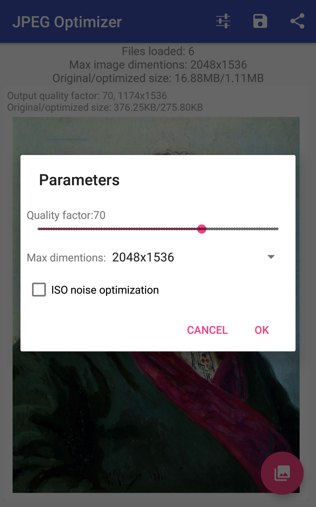 اسکرین شات 3 برنامه JPEG Optimizer