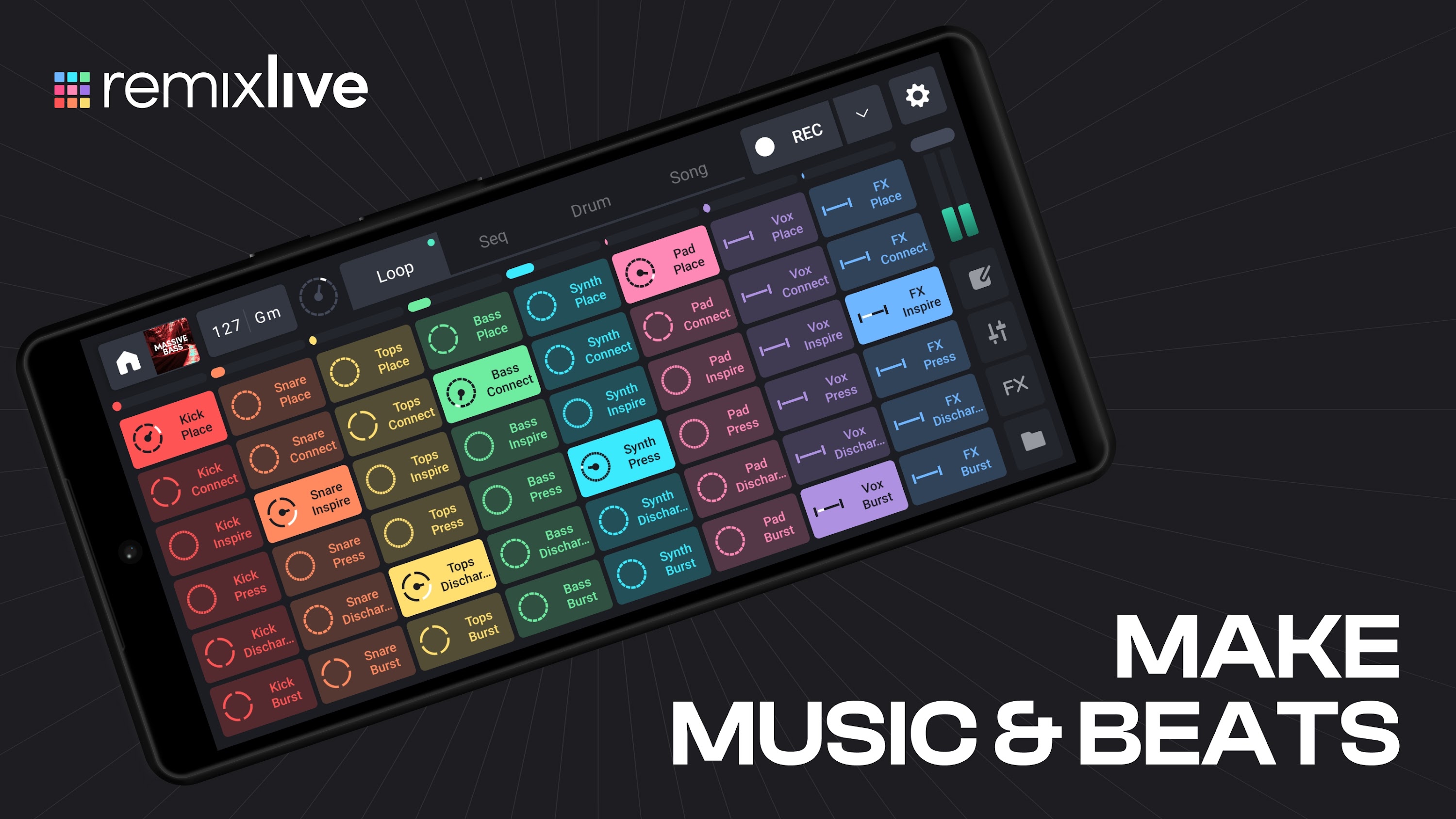 اسکرین شات 1 برنامه Remixlive - Make Music & Beats