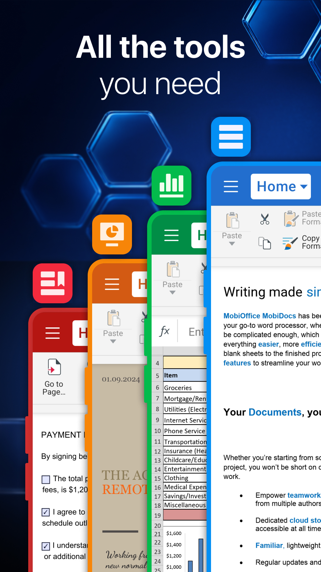 اسکرین شات 2 برنامه MobiOffice: Word, Sheets, PDF
