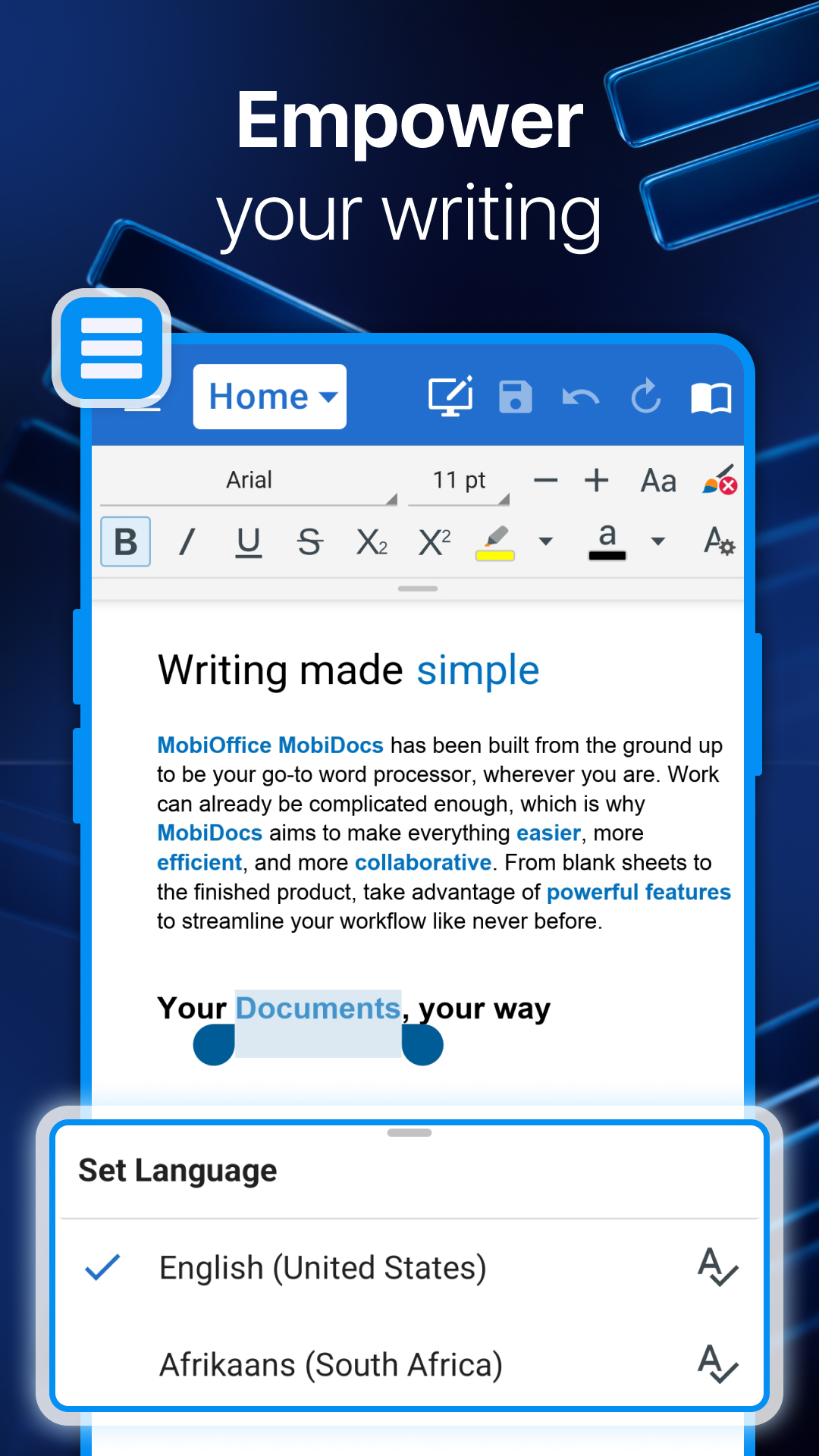 اسکرین شات 3 برنامه MobiOffice: Word, Sheets, PDF