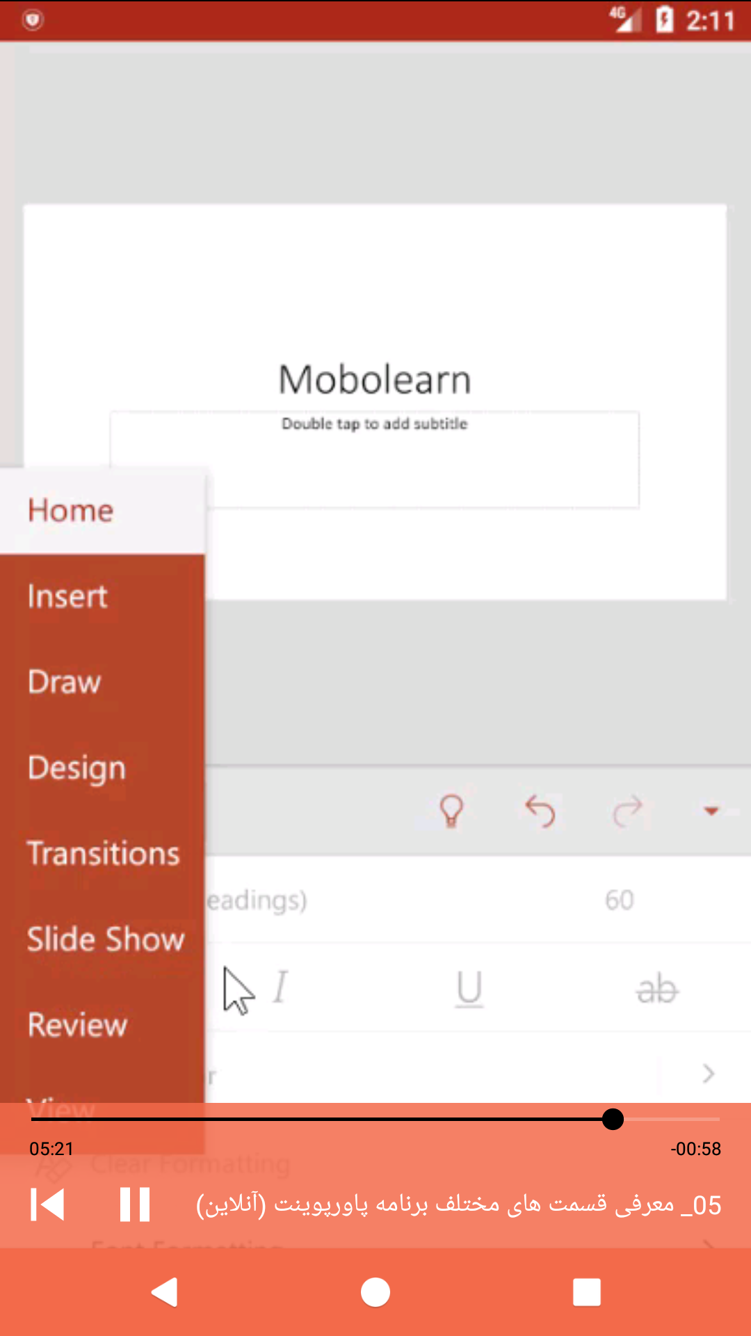 اسکرین شات 7 برنامه ‏پاورپوینت PowerPoint اندروید منو انگلیسی آموزش