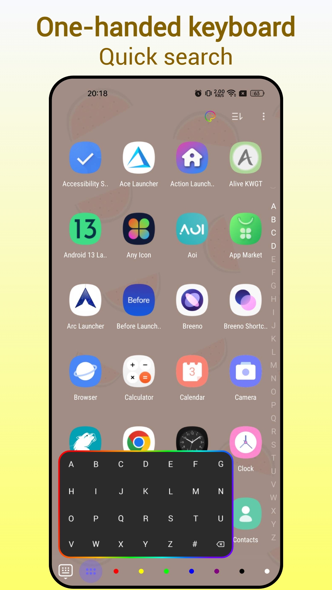 اسکرین شات 2 برنامه Handy Launcher:Onehanded,Smart