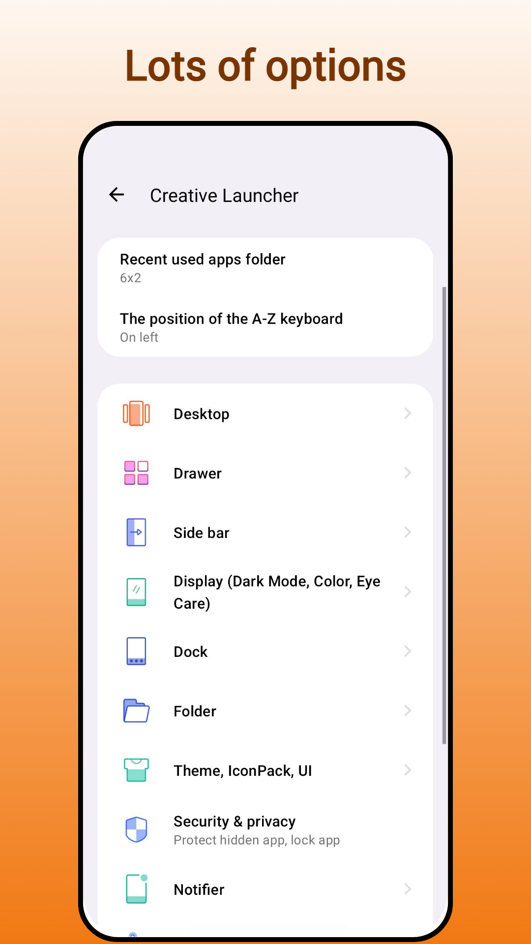 اسکرین شات 8 برنامه Creative Launcher: onehanded