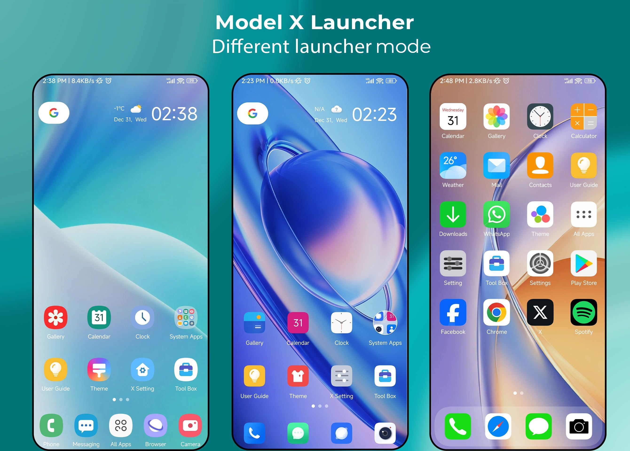 اسکرین شات 1 برنامه X Launcher - Model x launcher