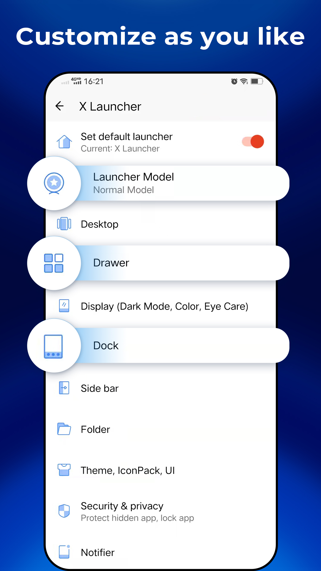 اسکرین شات 7 برنامه X Launcher - Model x launcher