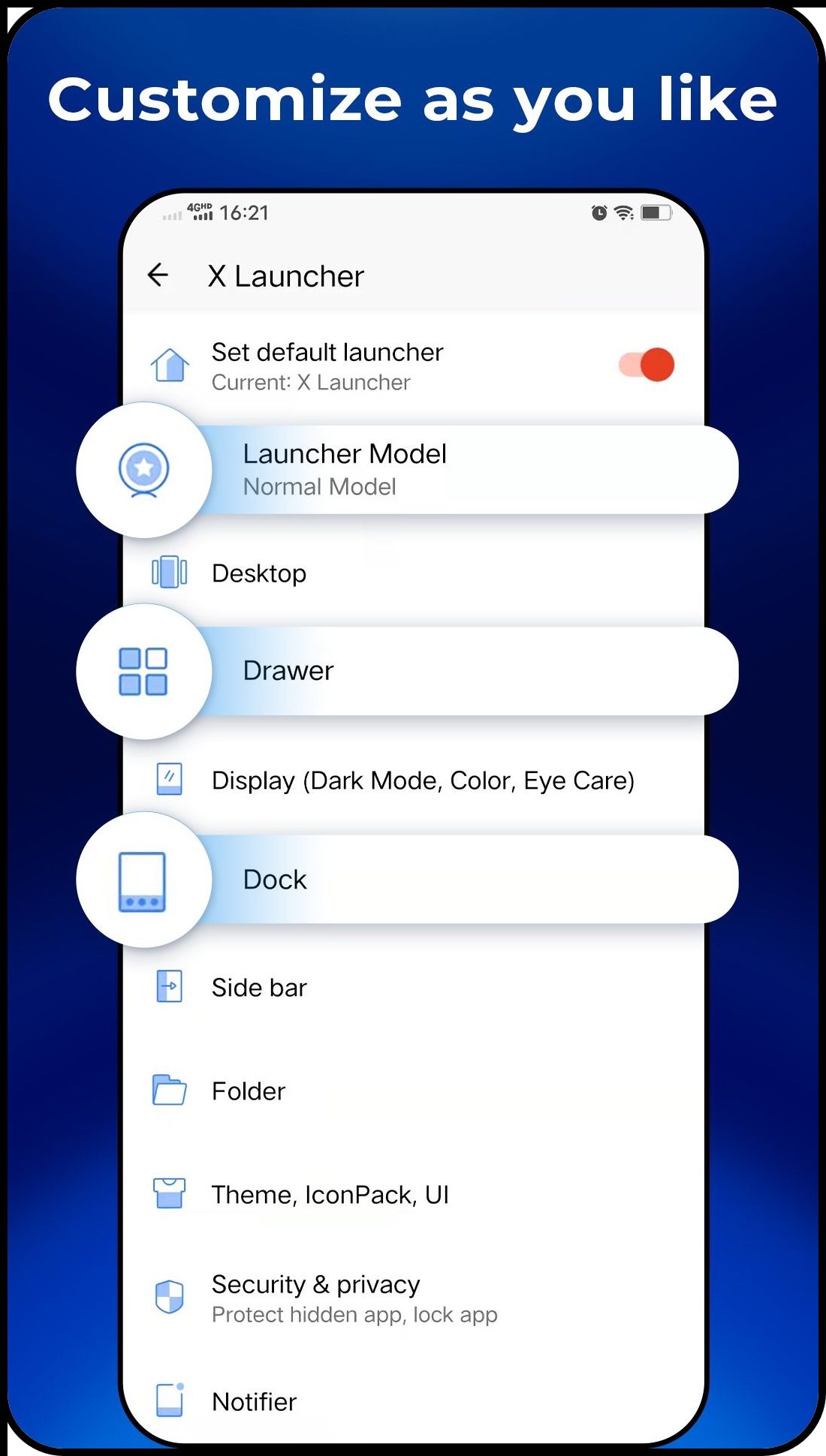 اسکرین شات 5 برنامه X Launcher - Model x launcher