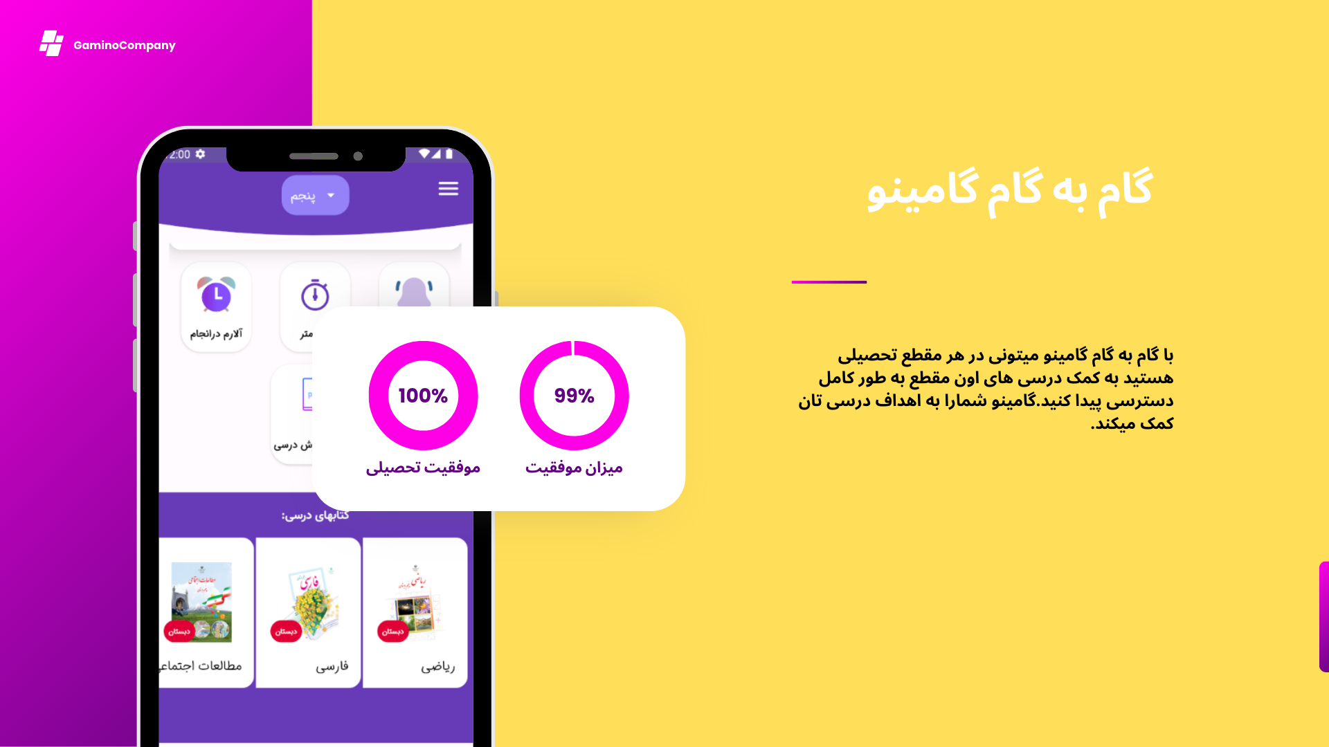 اسکرین شات 3 برنامه گامینو - گام به گام، نمونه سوال، هدف