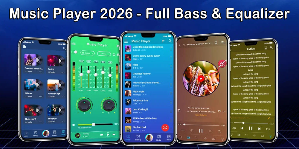 اسکرین شات 1 برنامه Music Player 2026: Deep Bass