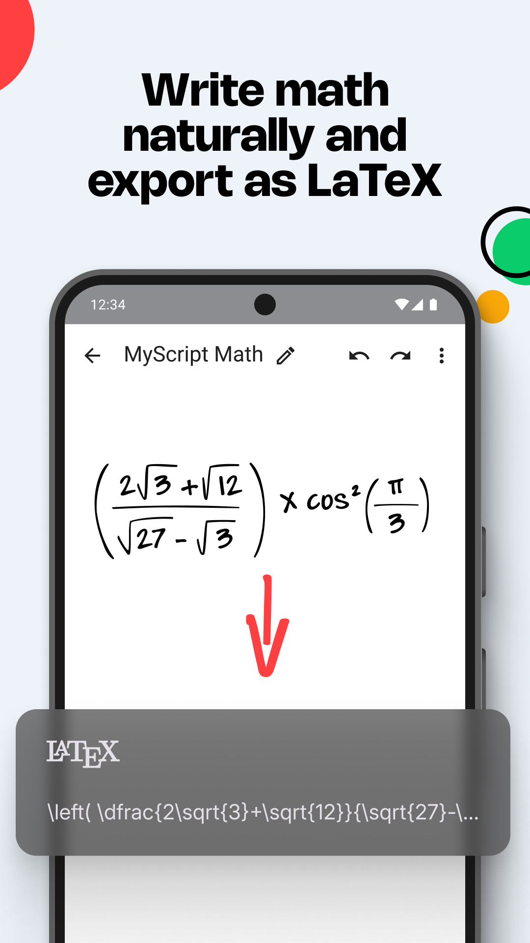 اسکرین شات 4 برنامه MyScript Math: Solve & Plot