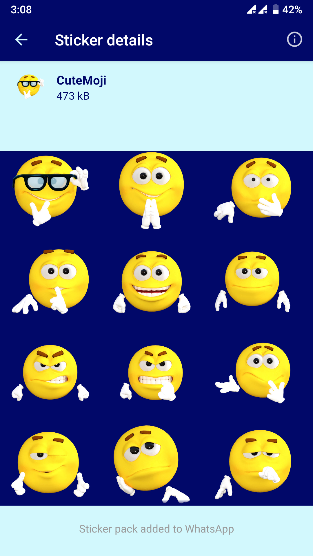 اسکرین شات 3 برنامه HD Emoji Stickers - WAStickerA