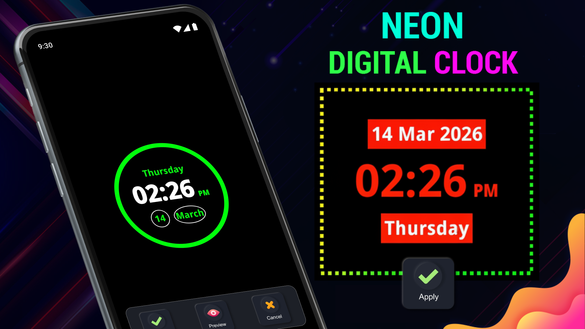 اسکرین شات 5 برنامه Neon Digital Clock
