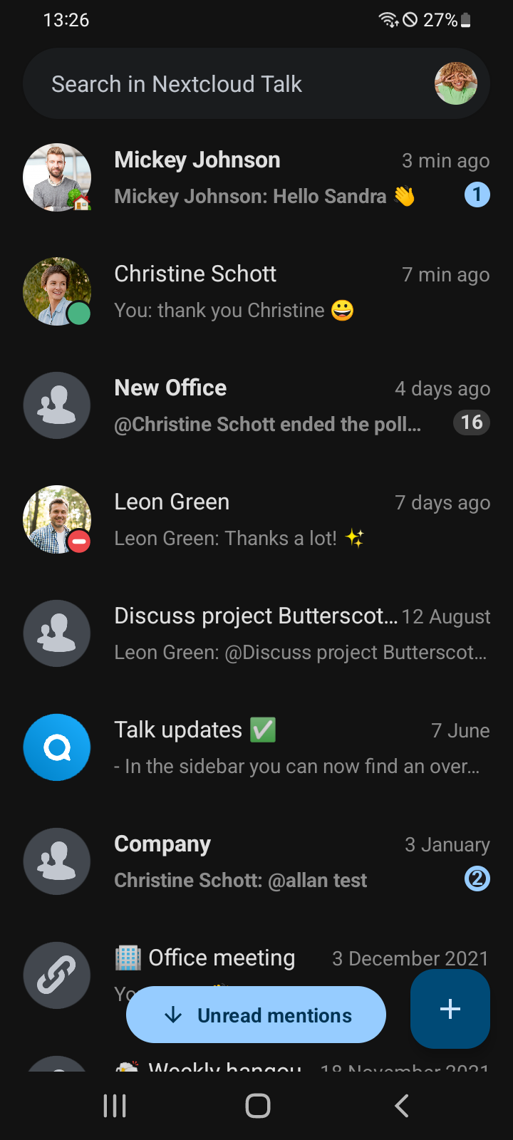 اسکرین شات 7 برنامه Nextcloud Talk