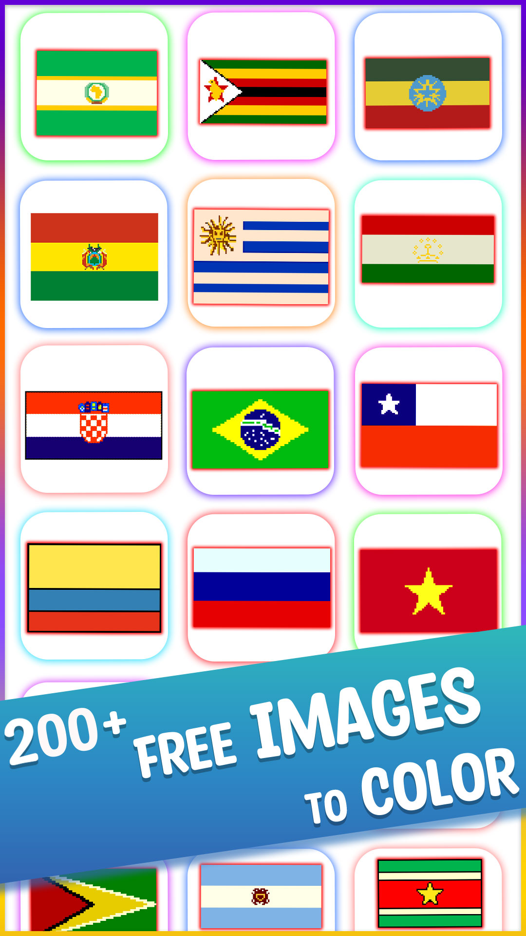 اسکرین شات 4 برنامه Flag Pixel Art Color by Number