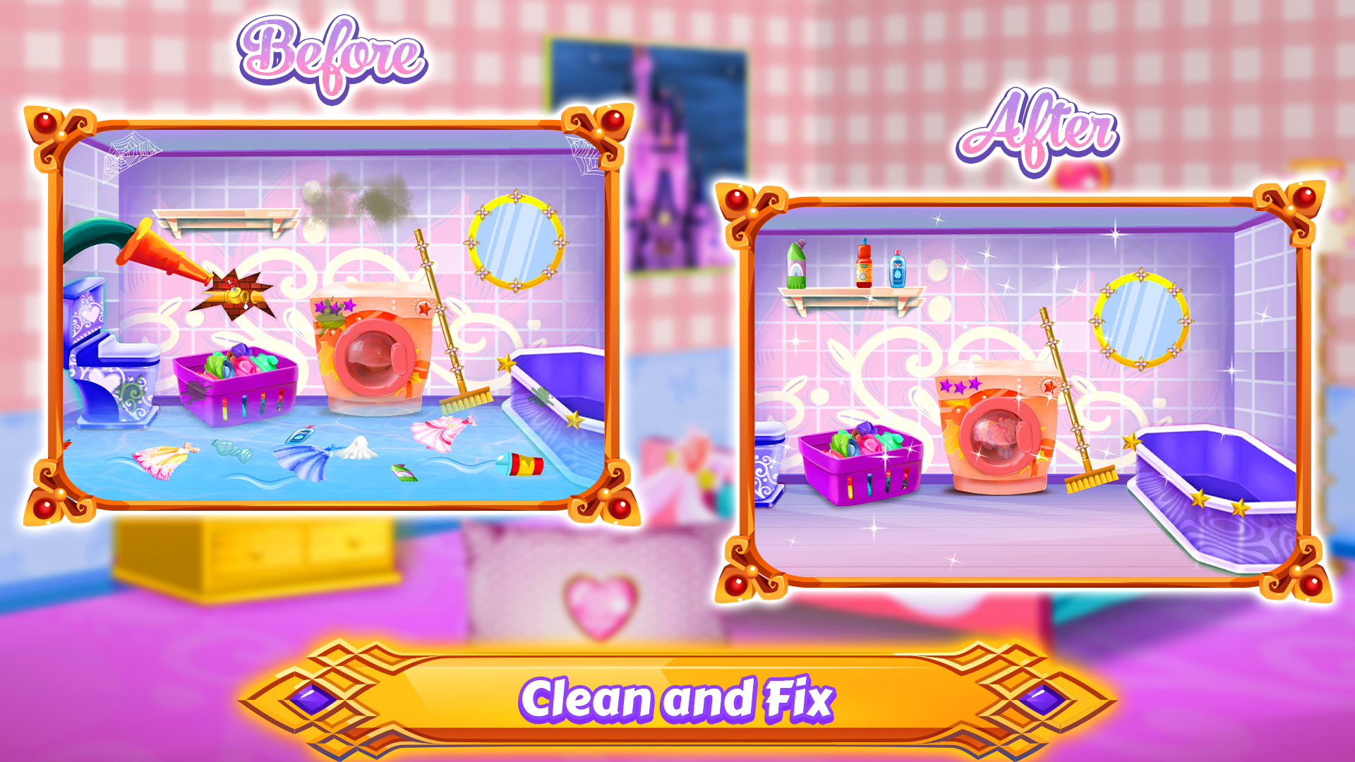 اسکرین شات 7 بازی Princess Room Cleanup Washer