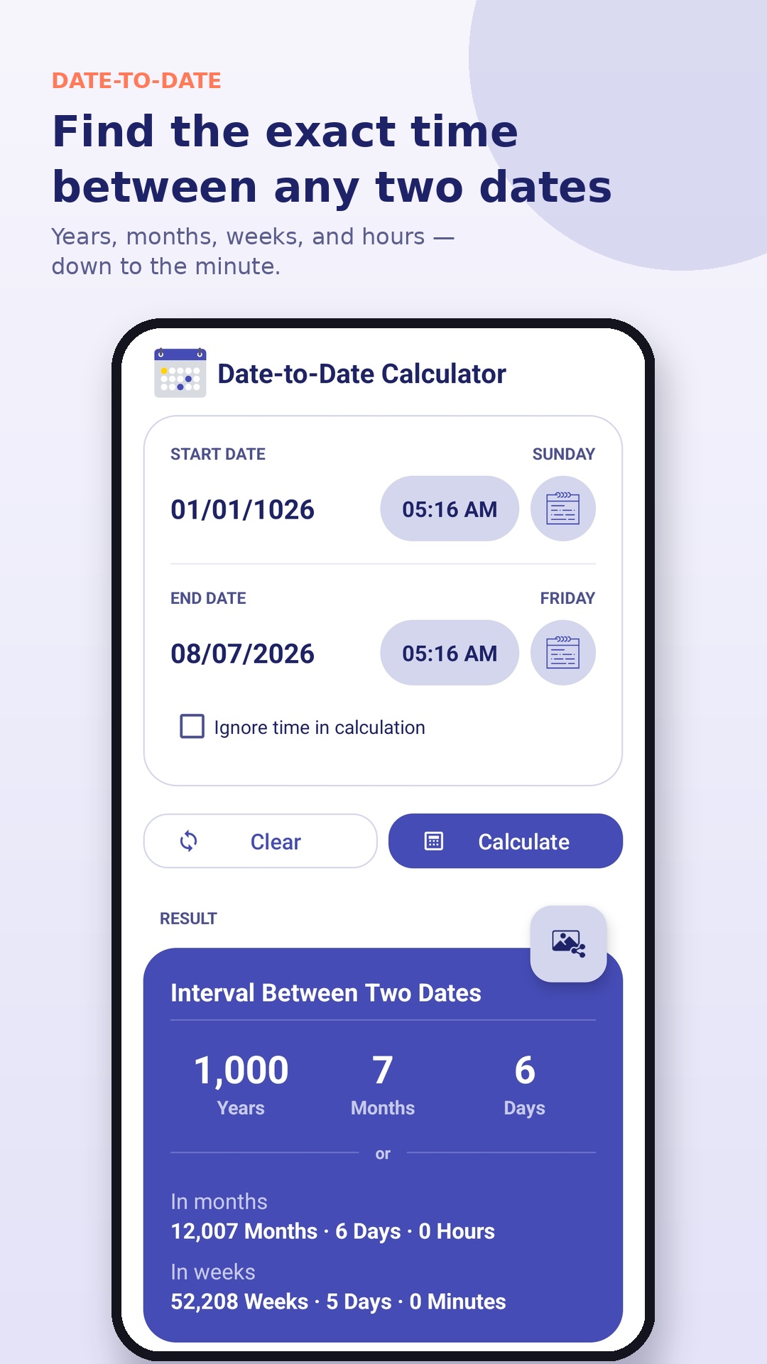اسکرین شات 2 برنامه Date Calculator
