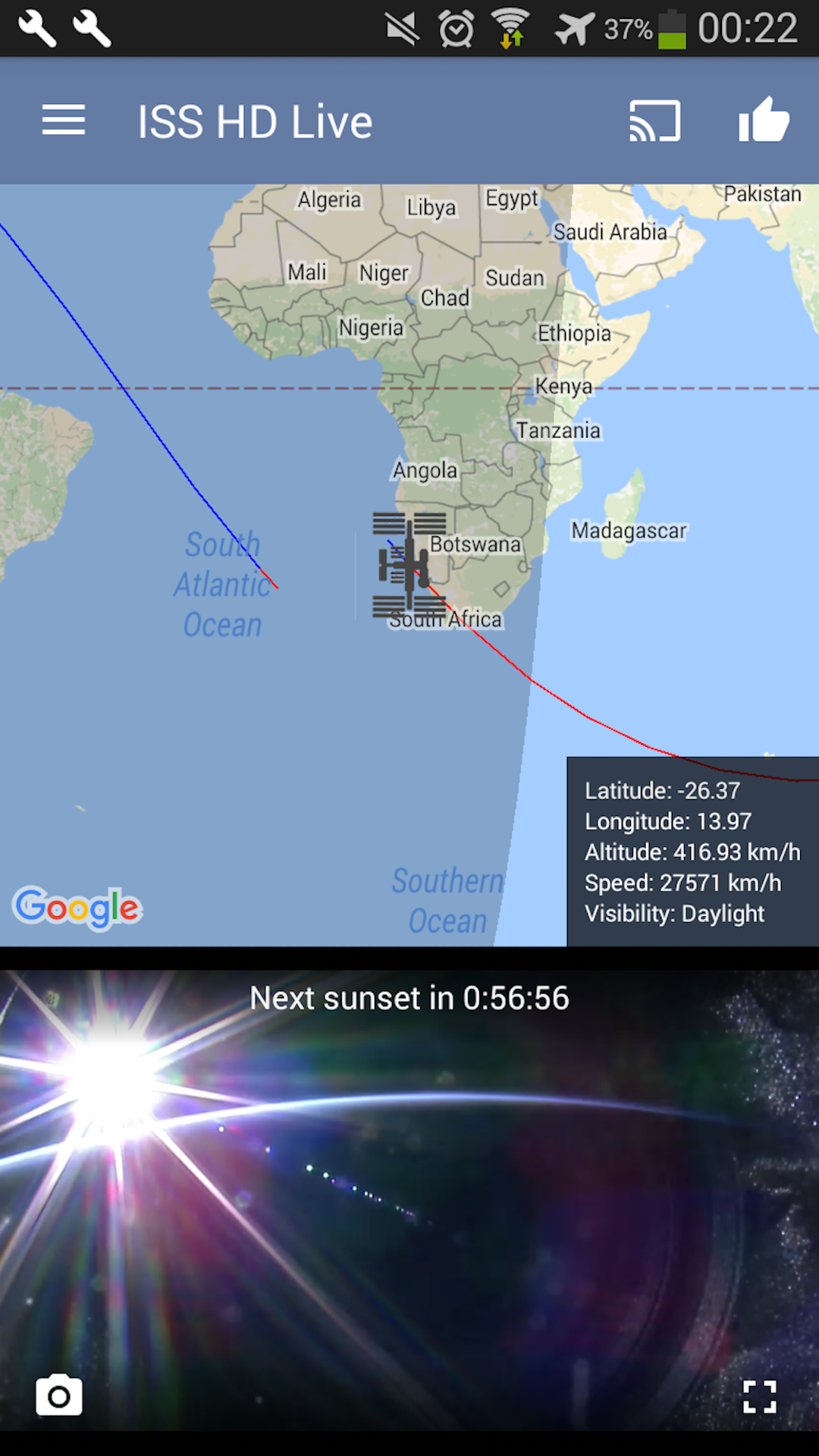 اسکرین شات 4 برنامه ISS Live Now: Live Earth View