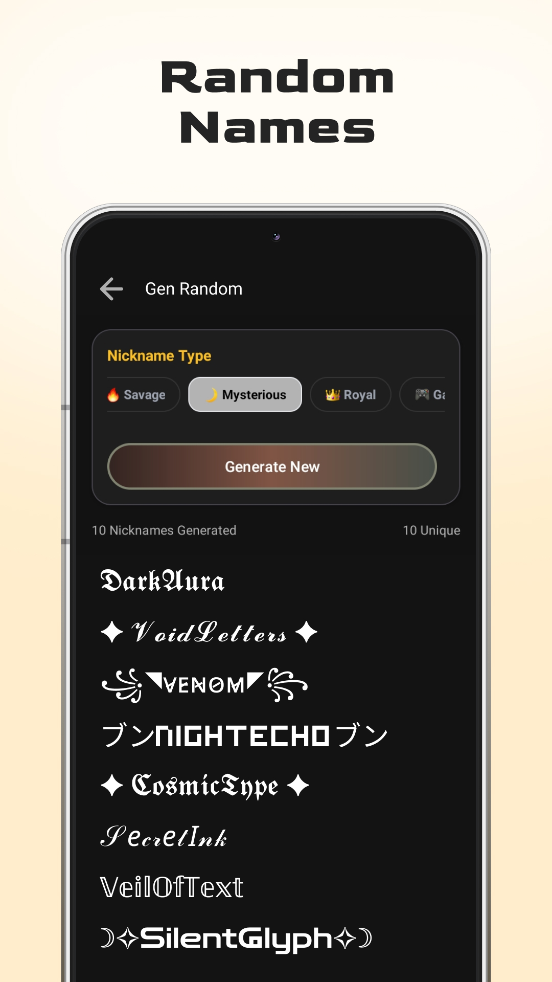 اسکرین شات 4 برنامه Nickname Generator Gamer Name
