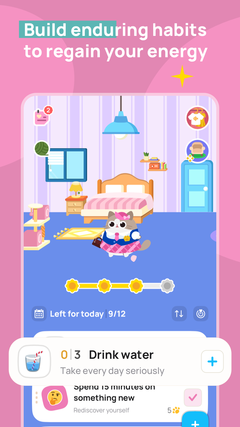 اسکرین شات 2 برنامه Catzy: Self-Care Journey