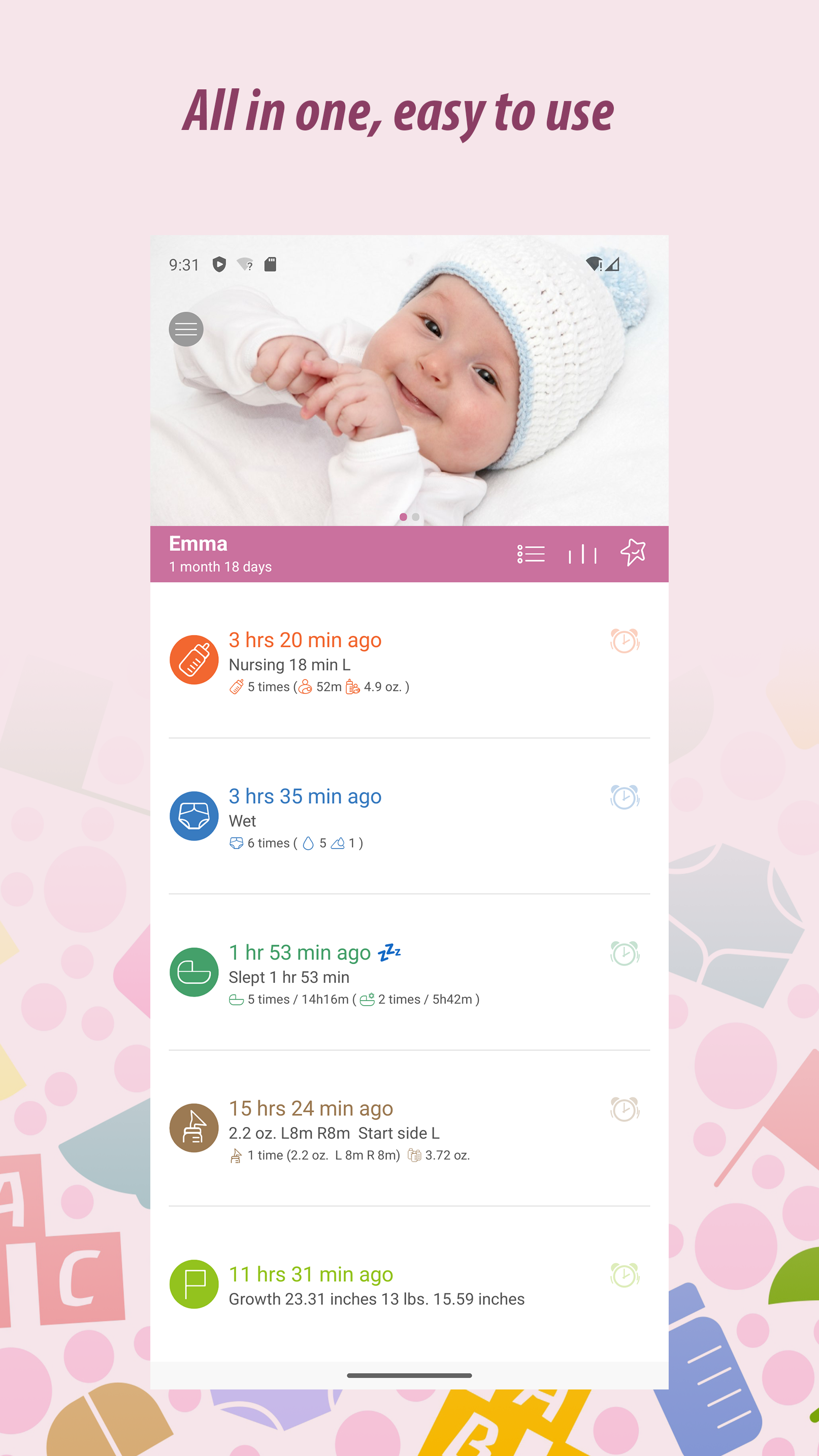 اسکرین شات 1 برنامه Baby Tracker - Newborn Log