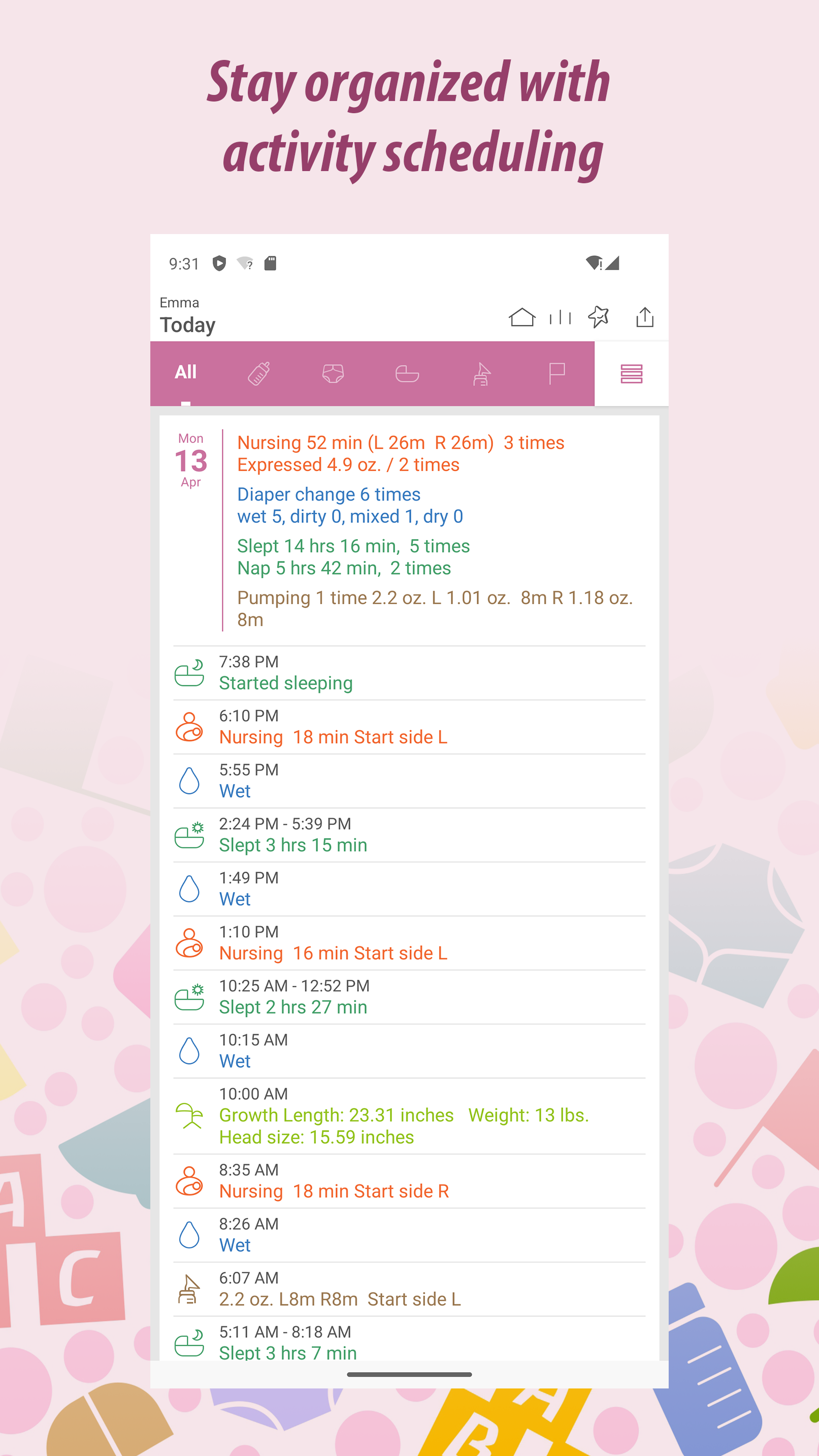 اسکرین شات 2 برنامه Baby Tracker - Newborn Log
