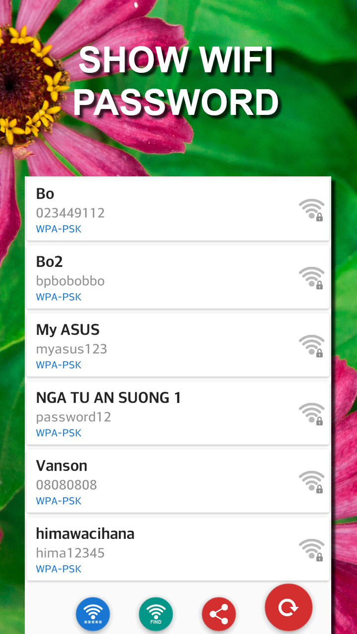 اسکرین شات 1 برنامه Wifi Password Recovery