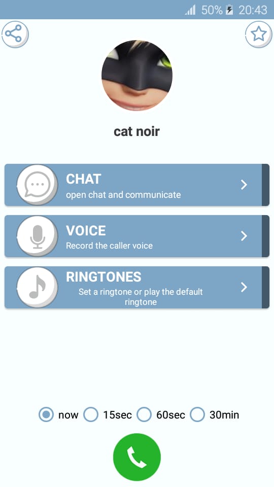 اسکرین شات 3 برنامه cat noir fake call
