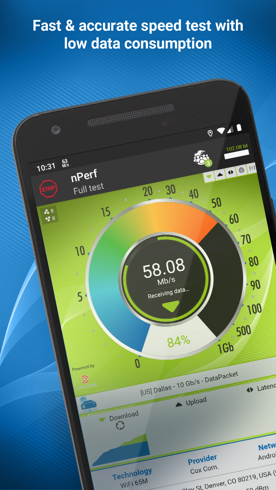 اسکرین شات 1 برنامه Speed test 4G 5G WiFi & maps